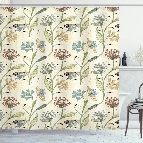 Ambesonne Floral Shower Curtain with Hooks Included