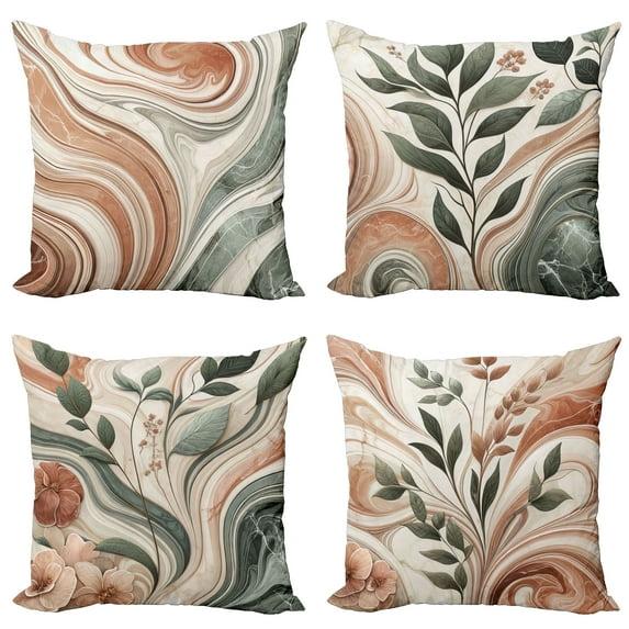 Ambesonne Floral Indoor/Outdoor Pillow Cover (Set of 4)