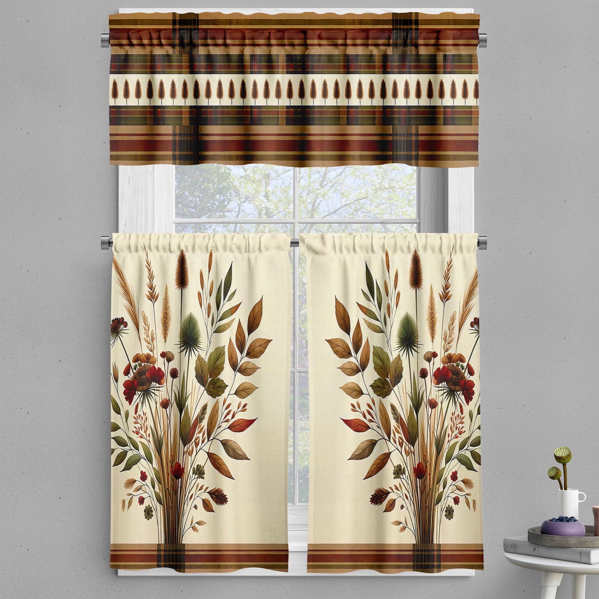 Floral Tailored 55'' W Kitchen Curtain