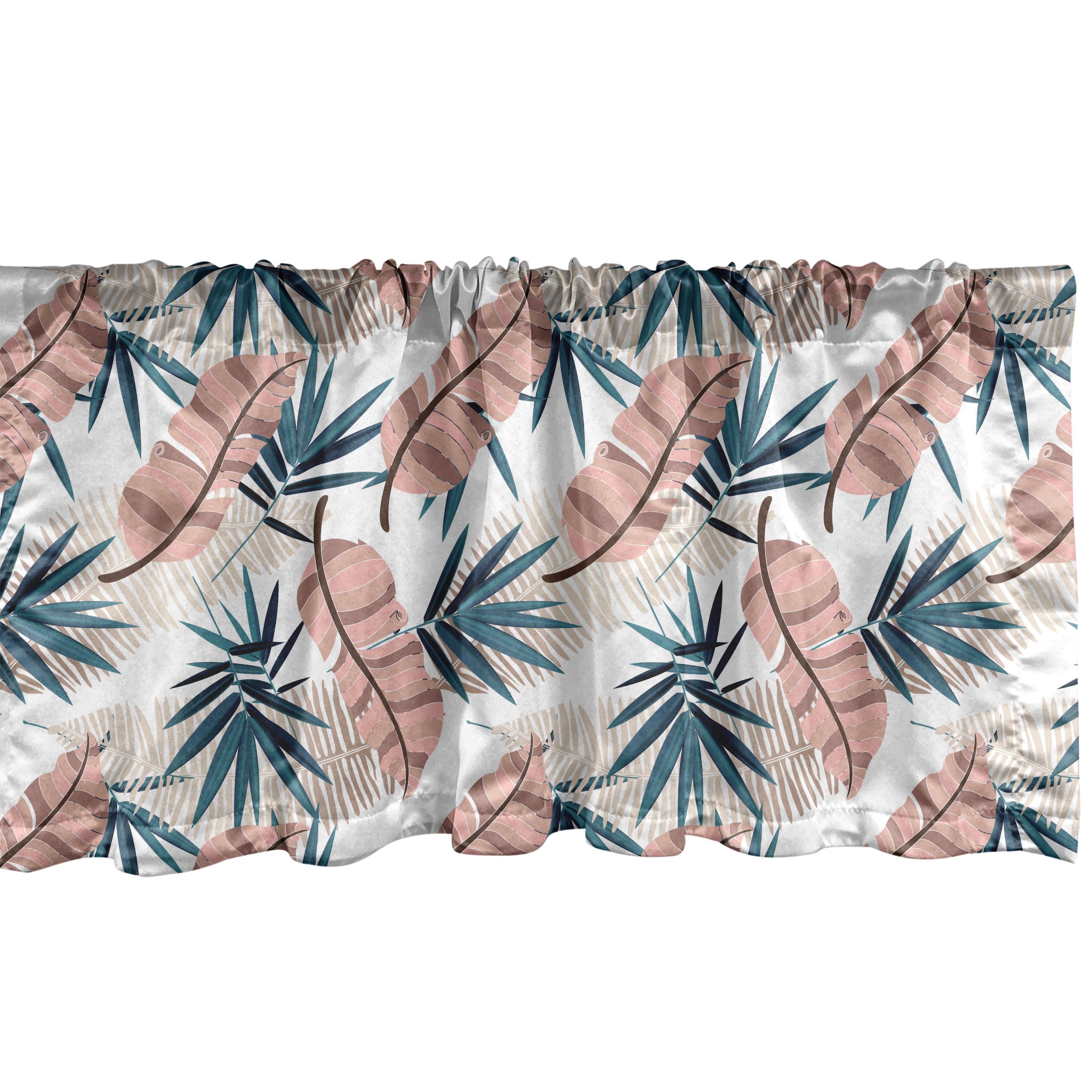 Ambesonne Tropical Valance Pack of 2 Jungle Botany Leafage Art Laurel Green Salmon