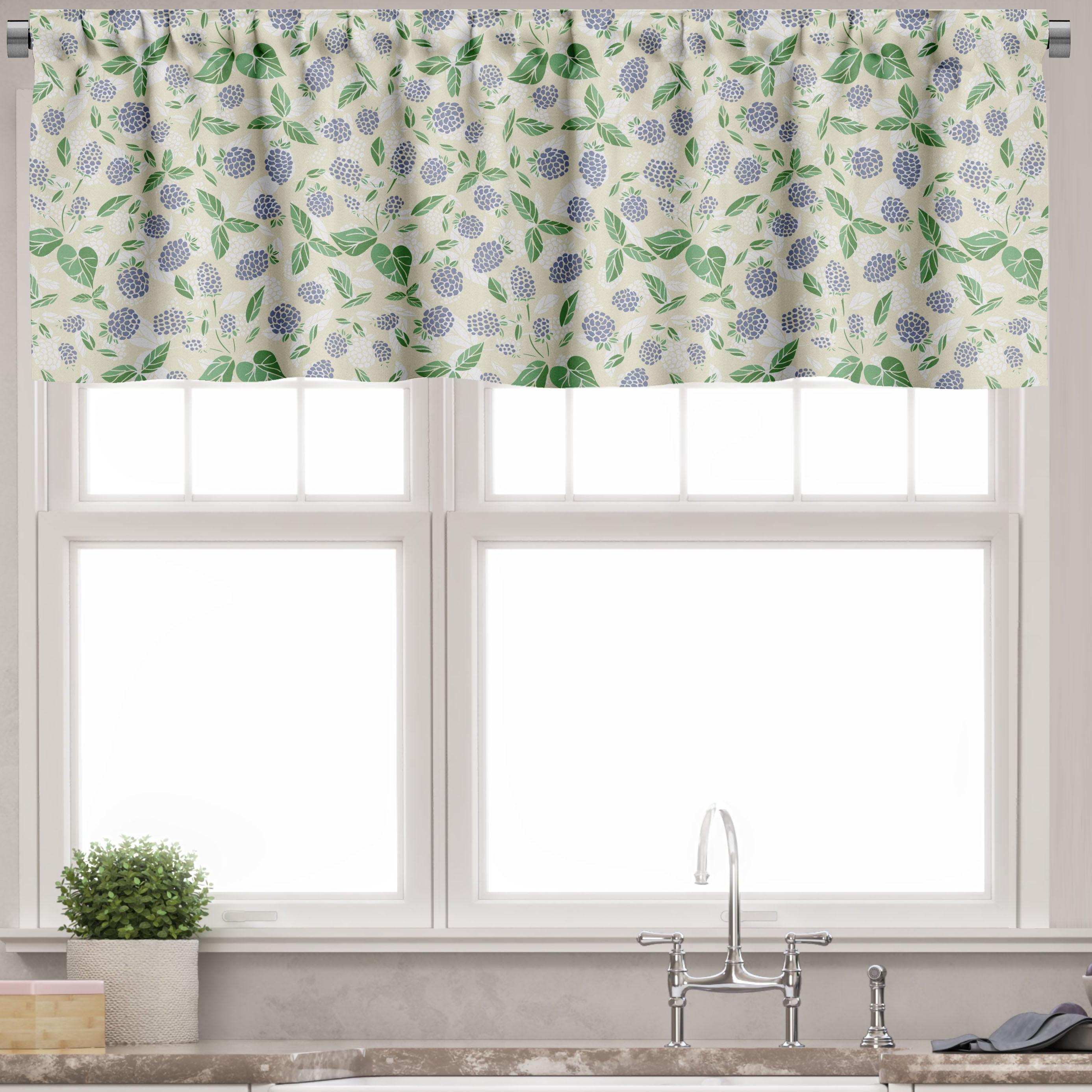 Lavender Blue Fern Green Satin Botanical Valance Set