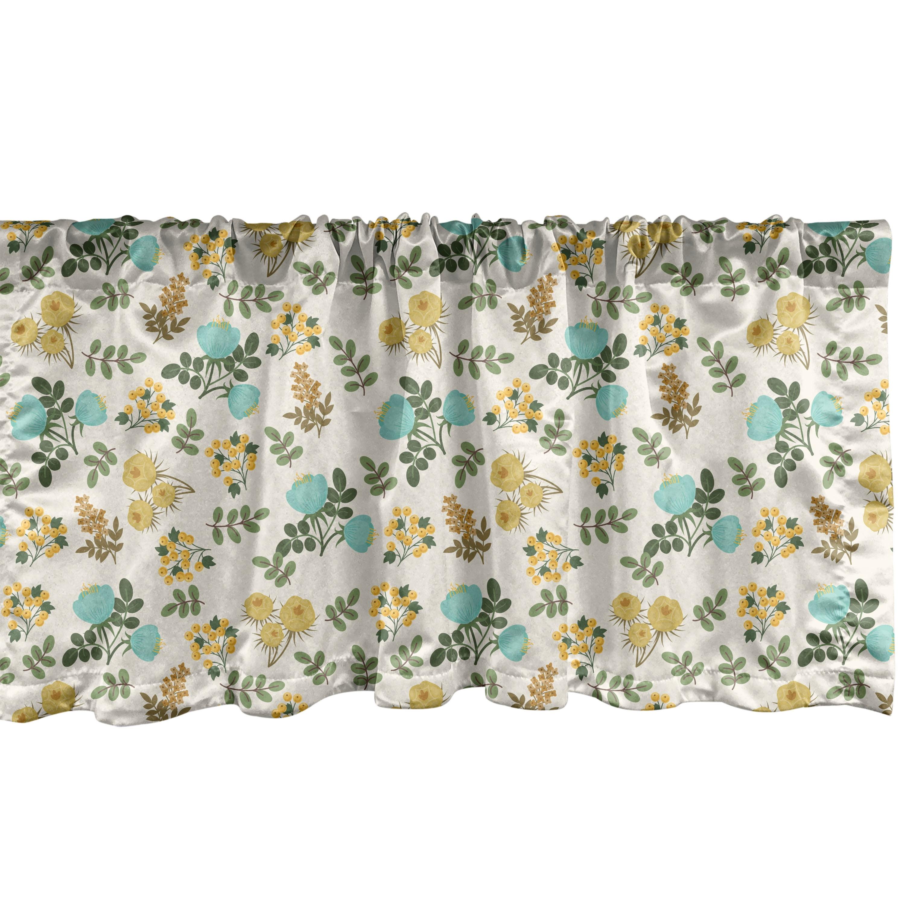 Ambesonne Botanical Valance Pack of 2 Herbs Flourishing Flowers Ivory Seafoam