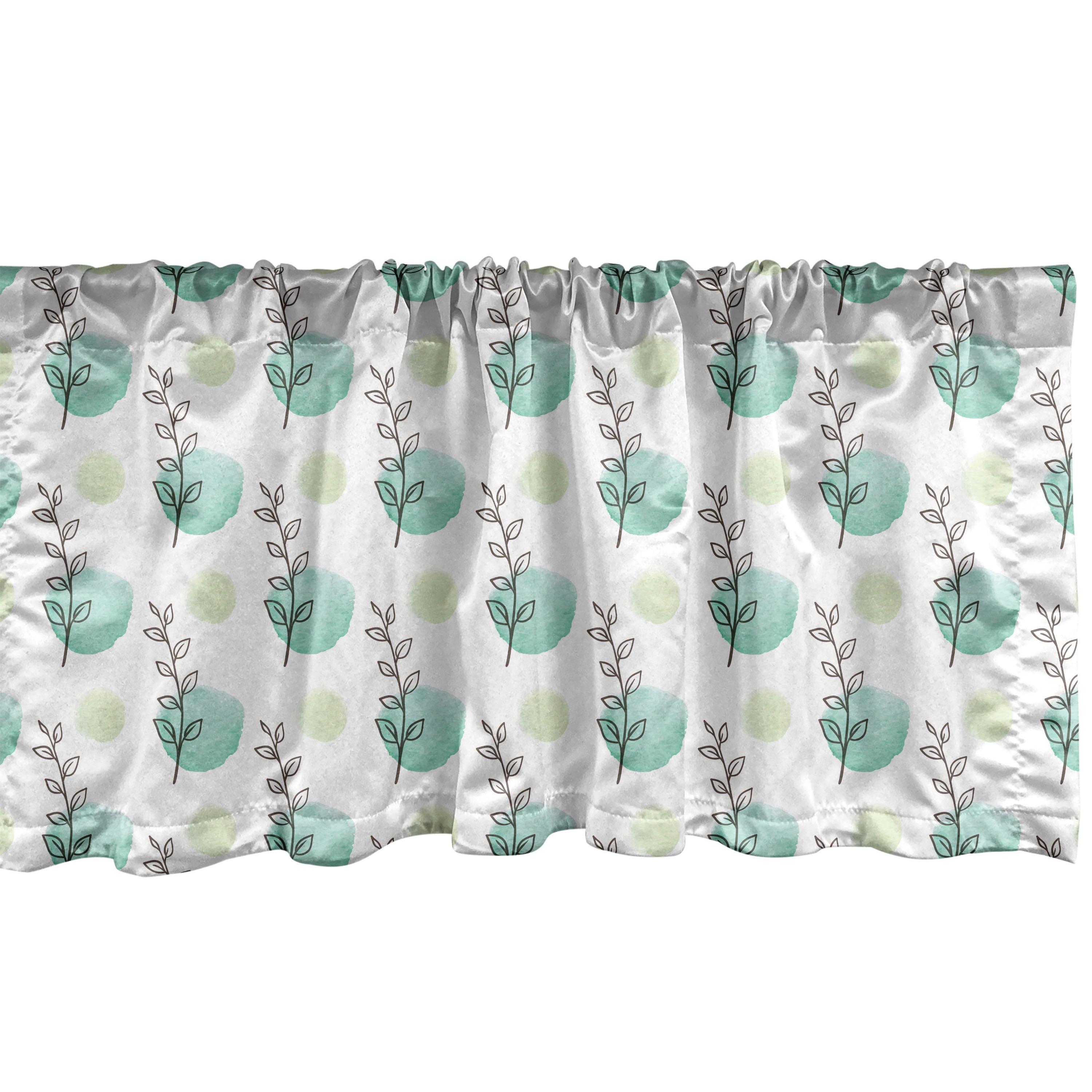 Ambesonne Botanical Valance Pack of 2 Leaves and Herbs Rounds Seafoam and Pale Green