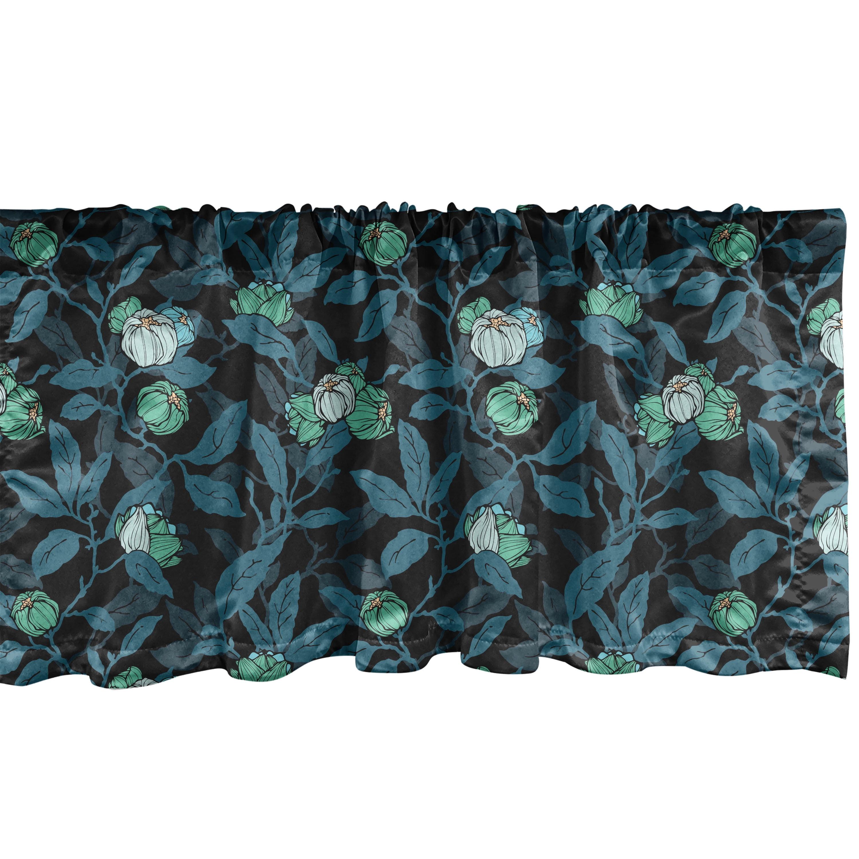 Floral Sateen Ruffled 54'' W Window Valance in