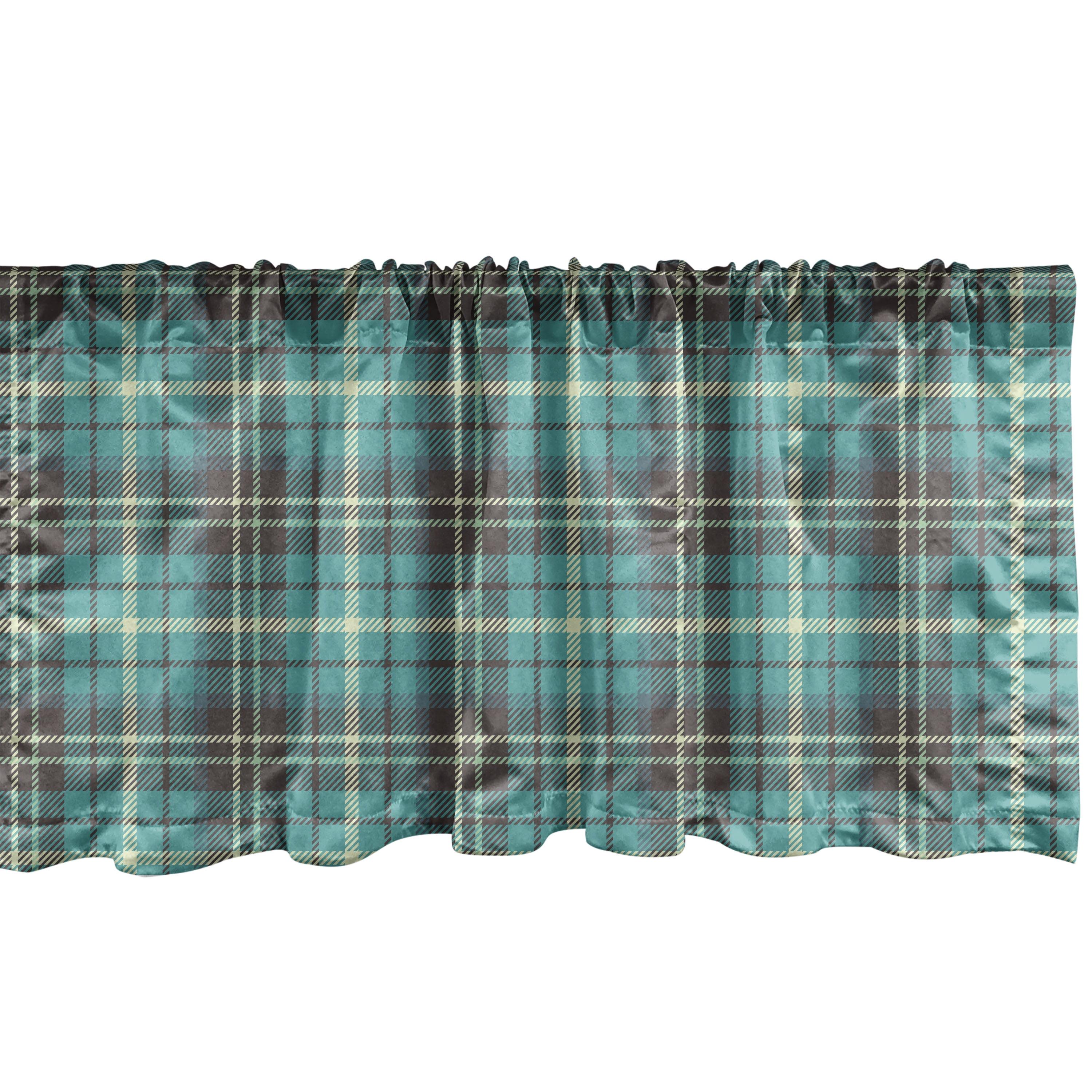 Ambesonne Ambesonne Brown Plaid Valance Pack of 2 Plaid Form with Stripes Cream Taupe Dark Seafoam