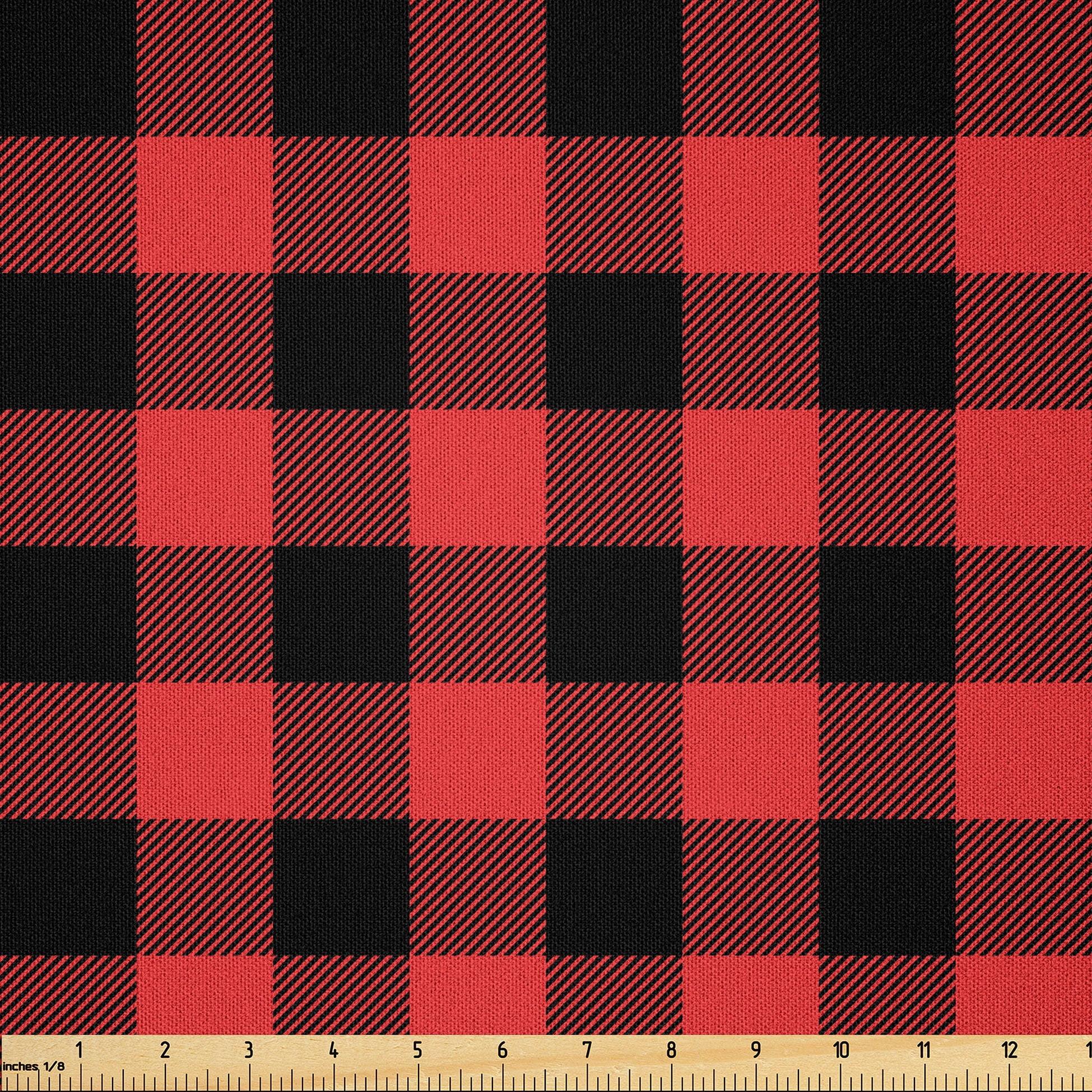 Flannel Buffalo Plaid Red and Black Approx. 1" Squares Flannel PRT Cotton Fabric by the Yard (103966)