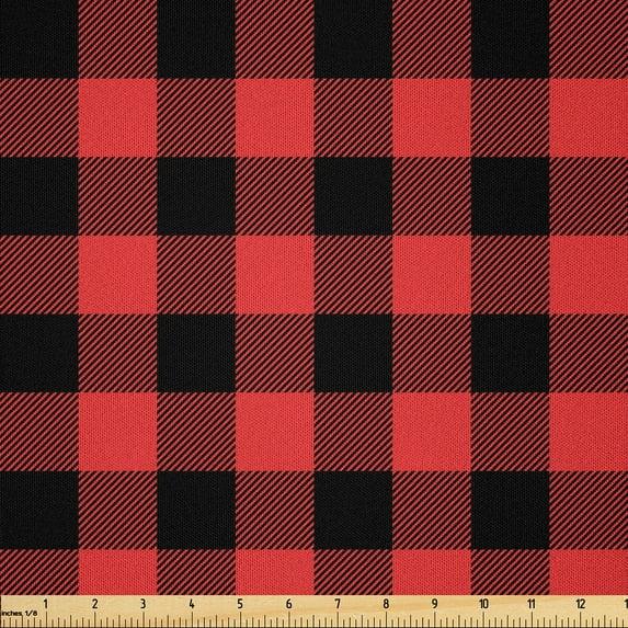 Flannel Buffalo Plaid Red and Black Approx. 1" Squares Flannel PRT Cotton Fabric by the Yard (103966)