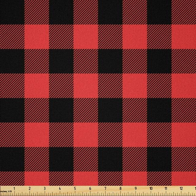 Flannel Buffalo Plaid Red and Black Approx. 1" Squares Flannel PRT Cotton Fabric by the Yard (103966)