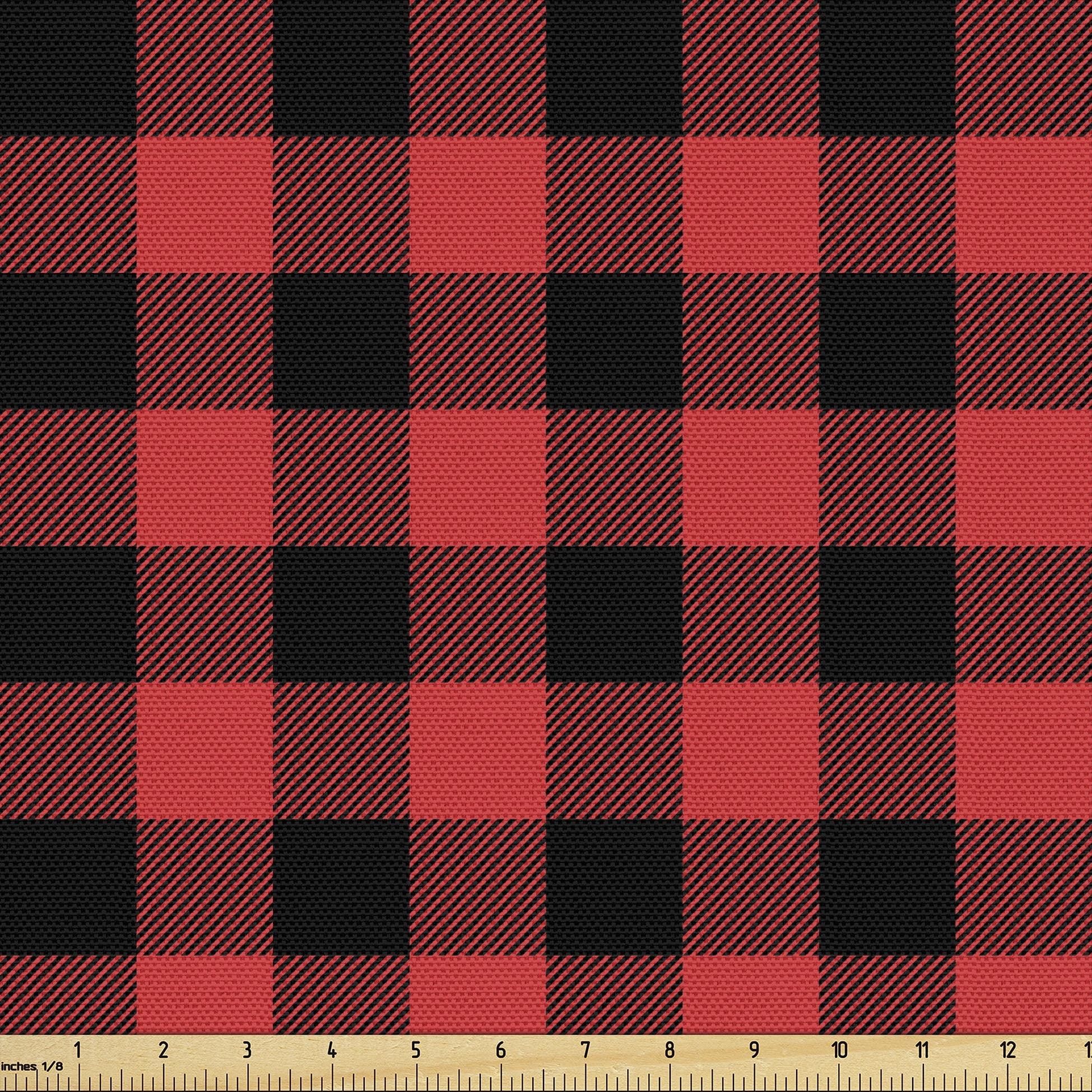 Scarlet and Black Plaid Microfiber Fabric by the Yard