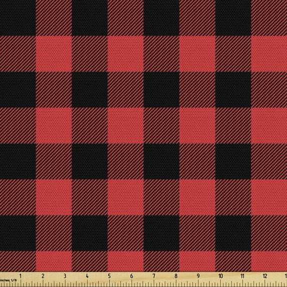 Flannel Buffalo Plaid Red and Black Approx. 1" Squares Flannel PRT Cotton Fabric by the Yard (103966)