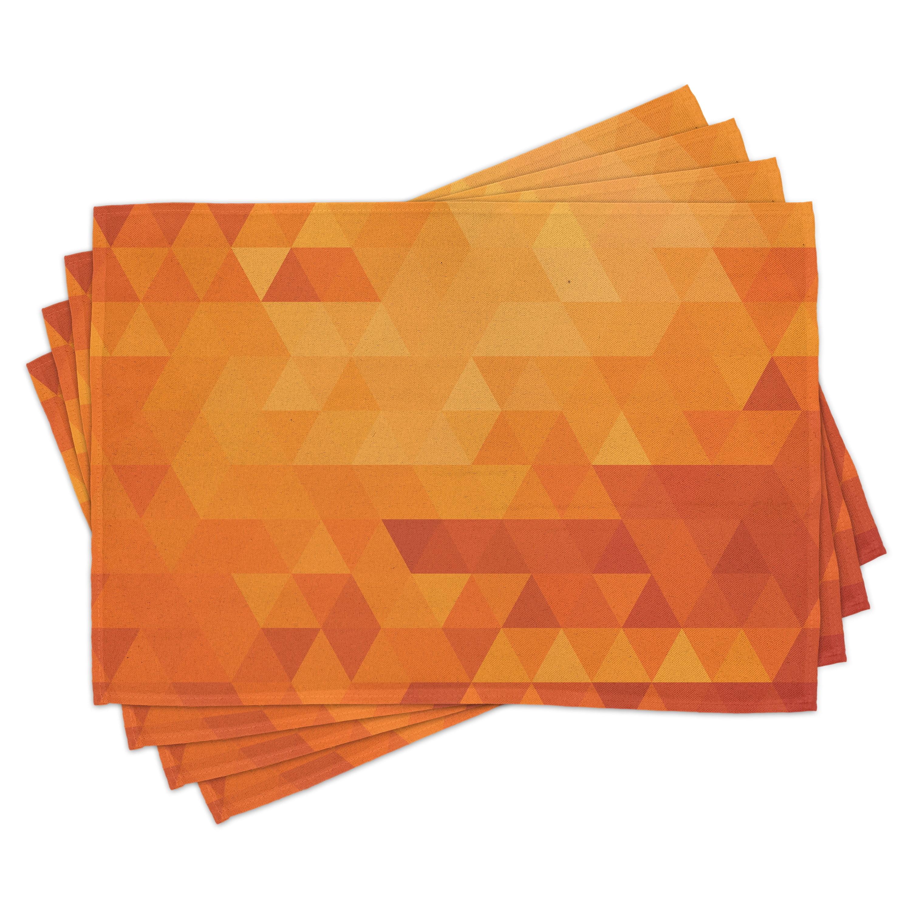 Burnt Orange Geometric Pattern Fabric Placemats Set of 4