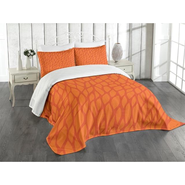 Ambesonne Ambesonne Burnt Orange Bedspread Set Nature Growth Leaves Orange Burnt Orange