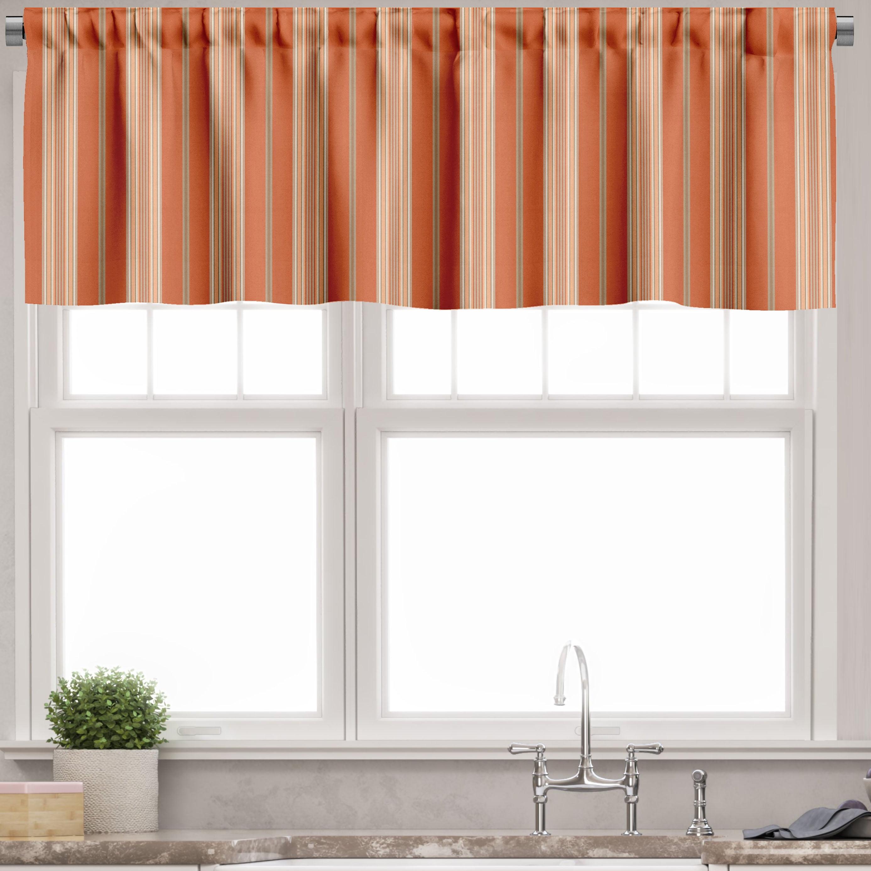 Burnt Orange Tan Striped Satin Rod Pocket Valance 54" x 12"