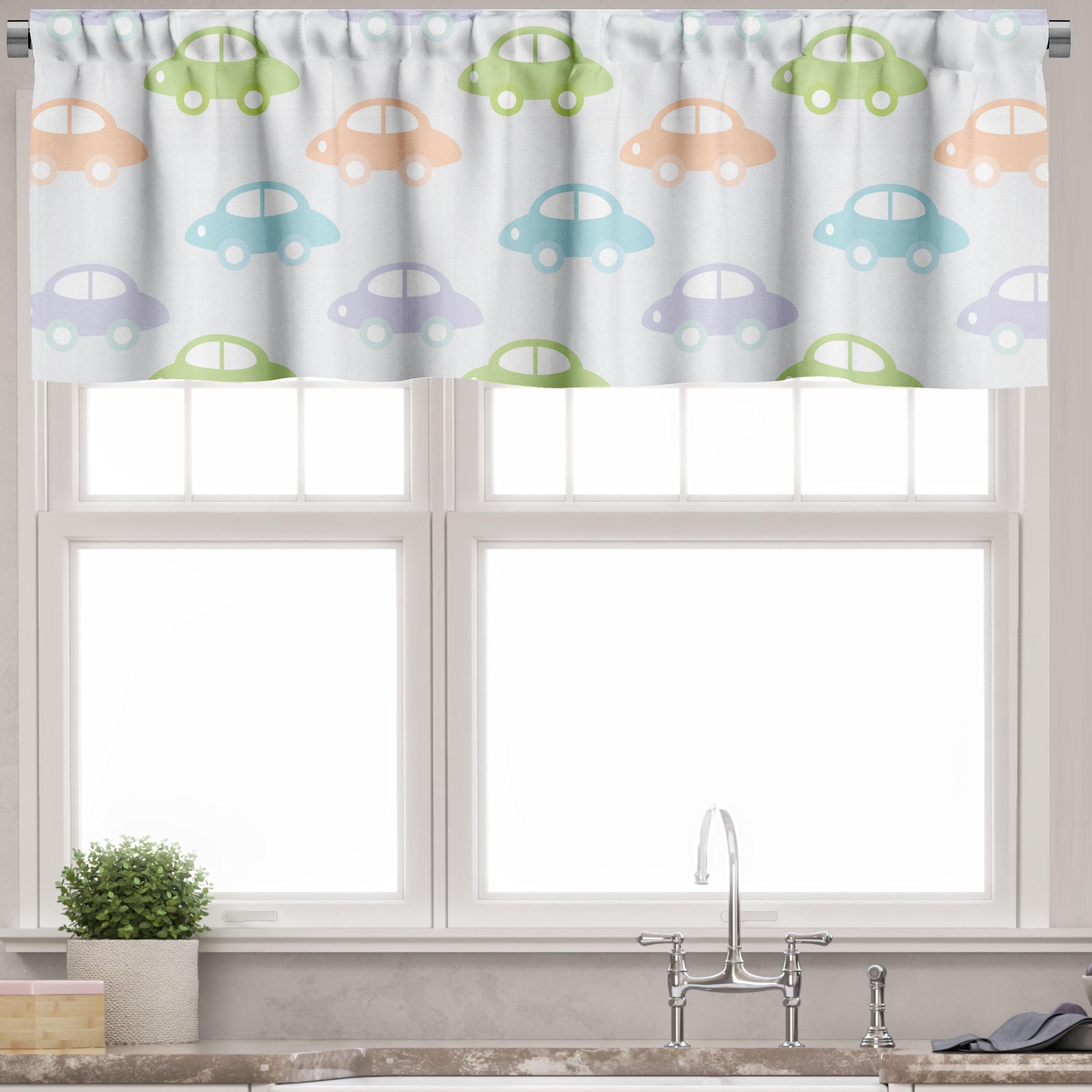 Ambesonne Ambesonne Car Valance Pack of 2 Pastel Cars Pattern Minimalist 47617