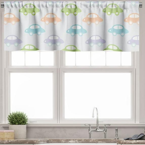 Ambesonne Ambesonne Car Valance Pack of 2 Pastel Cars Pattern Minimalist 47617