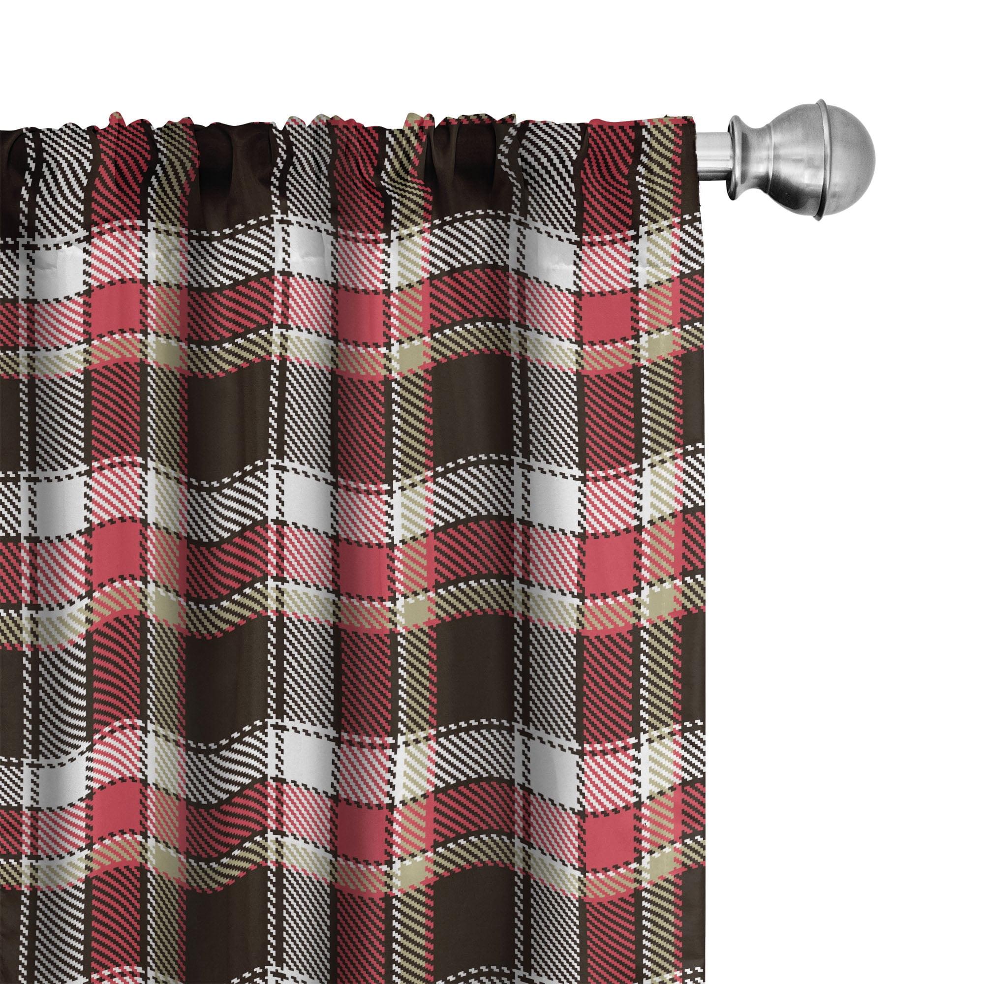 Checkered Semi-Sheer Rod Pocket Curtain Panels (Set of 2)