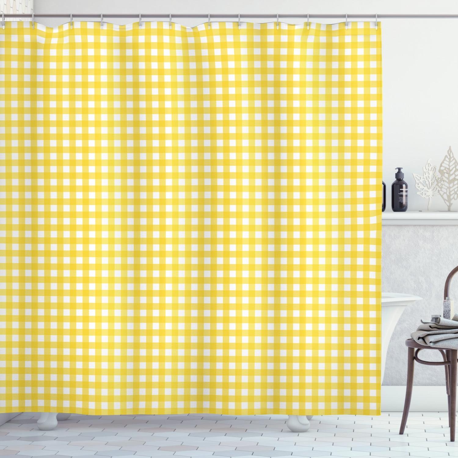 Plaid Shower Curtain with Hooks Included