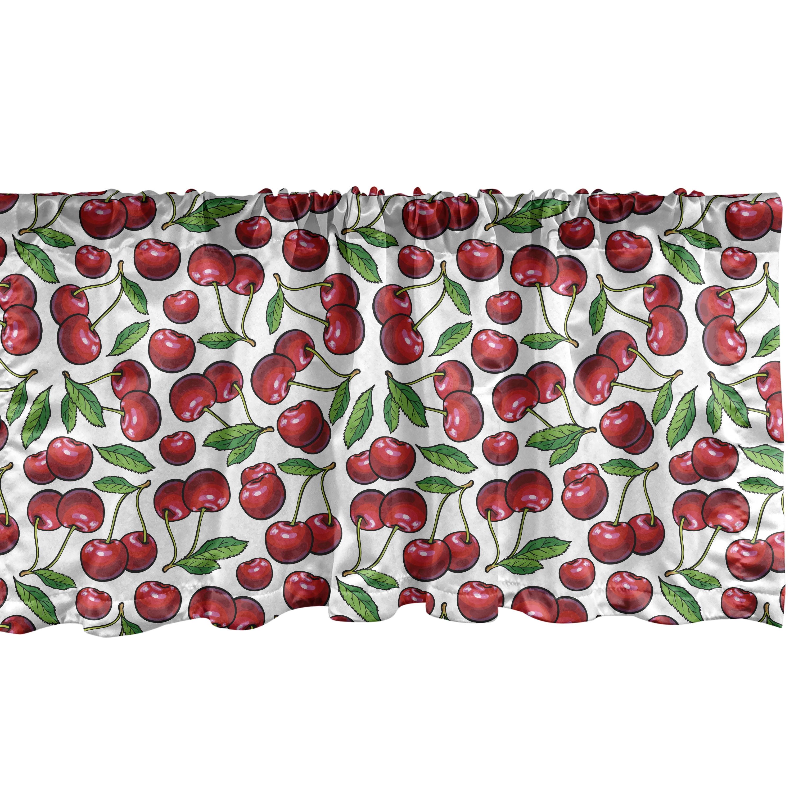 Ambesonne Cherry Valance Pack of 2 Cartoon Summer Fruit Art Raspberry Dark Pink