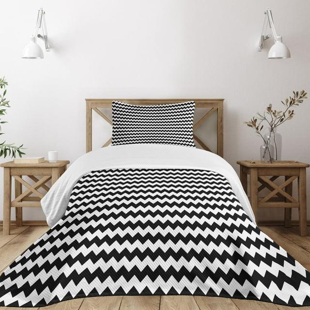 Ambesonne Ambesonne Chevron Bedspread Set Zigzags Black and White Black White