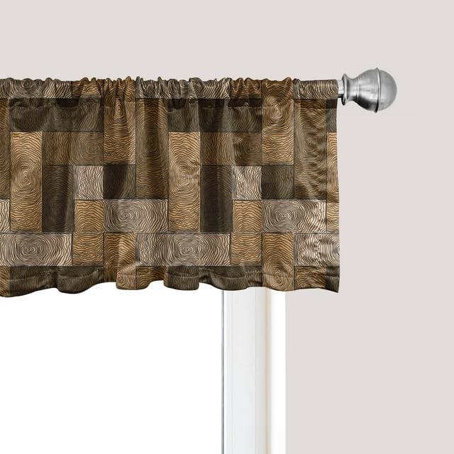 Ambesonne Chocolate Window Valance, Wooden Parquet Motif, 54" X 12", Beige Pale Brown