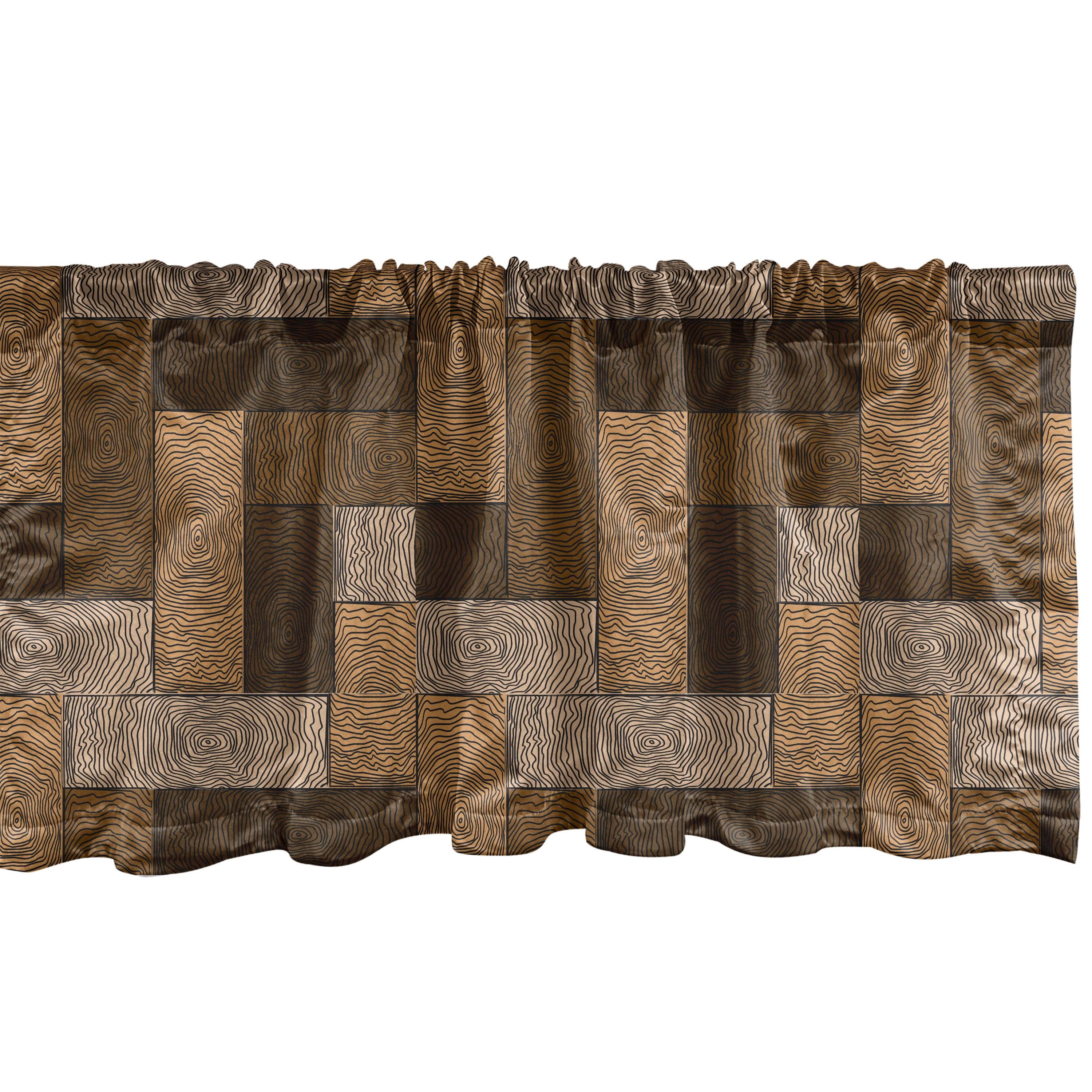 Ambesonne Chocolate Window Valance, Wooden Parquet Motif, 54" X 12", Beige Pale Brown