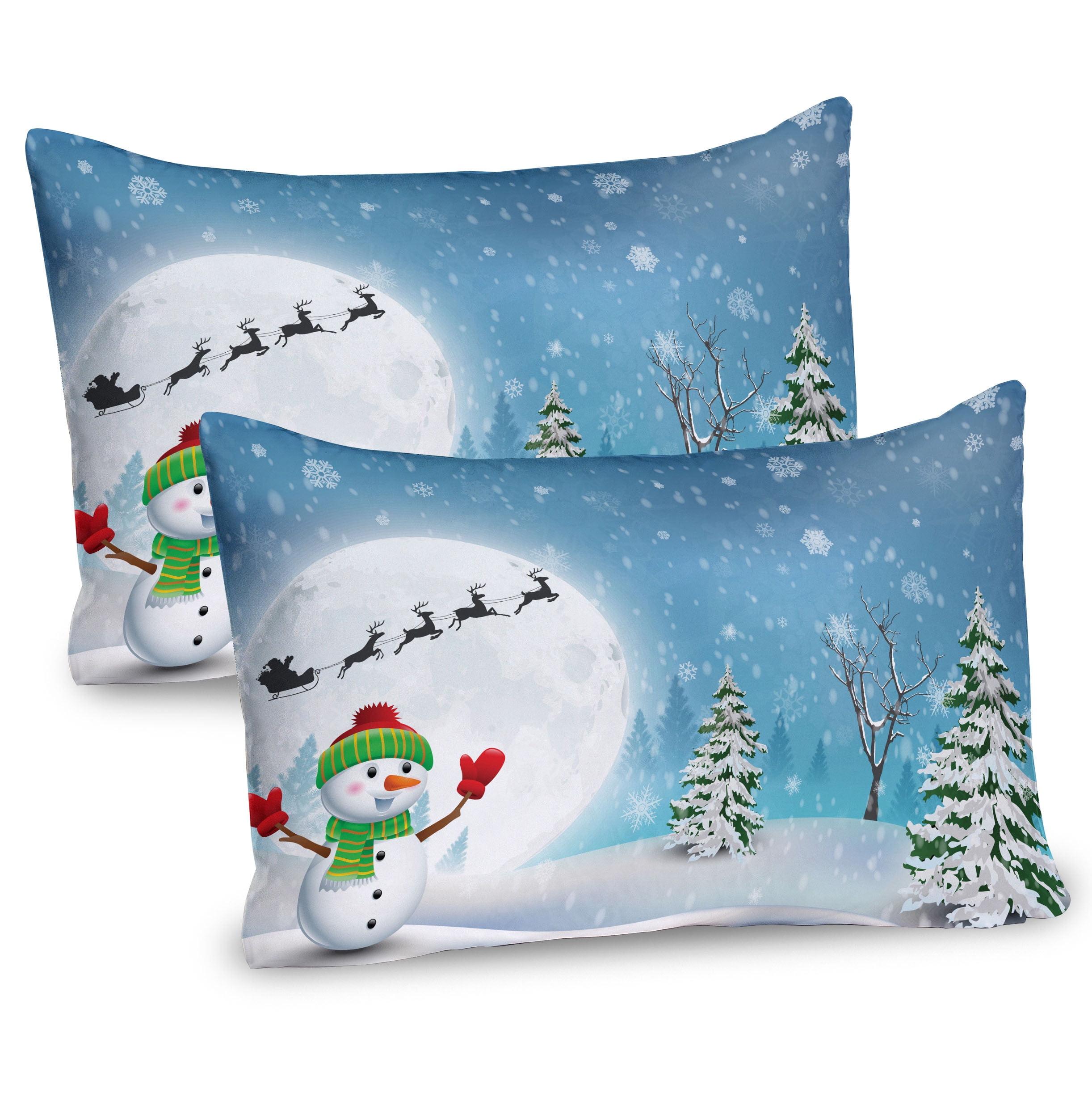 Festive Snowman and Santa Christmas Pillow Sham Set