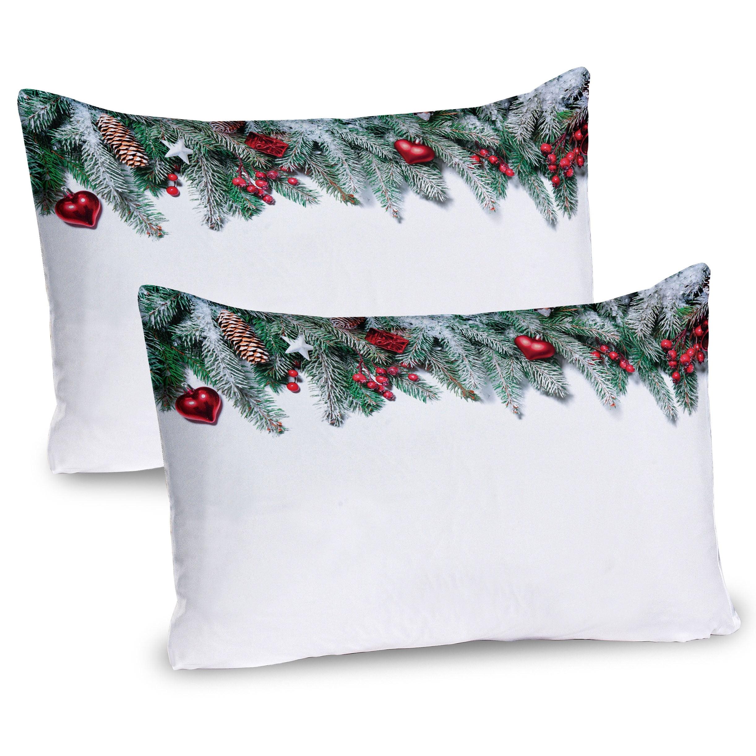 Christmas Green Red Microfiber Pillow Sham Set of 2