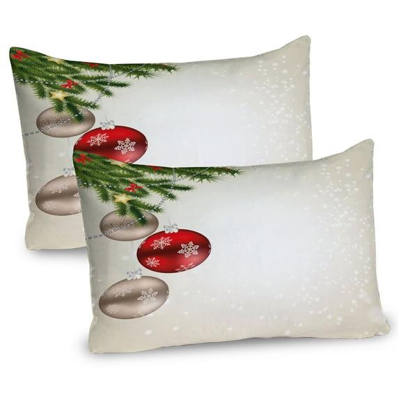 Ambesonne Ambesonne Christmas Pillow Sham 2 Pack Tree Beige Red Green