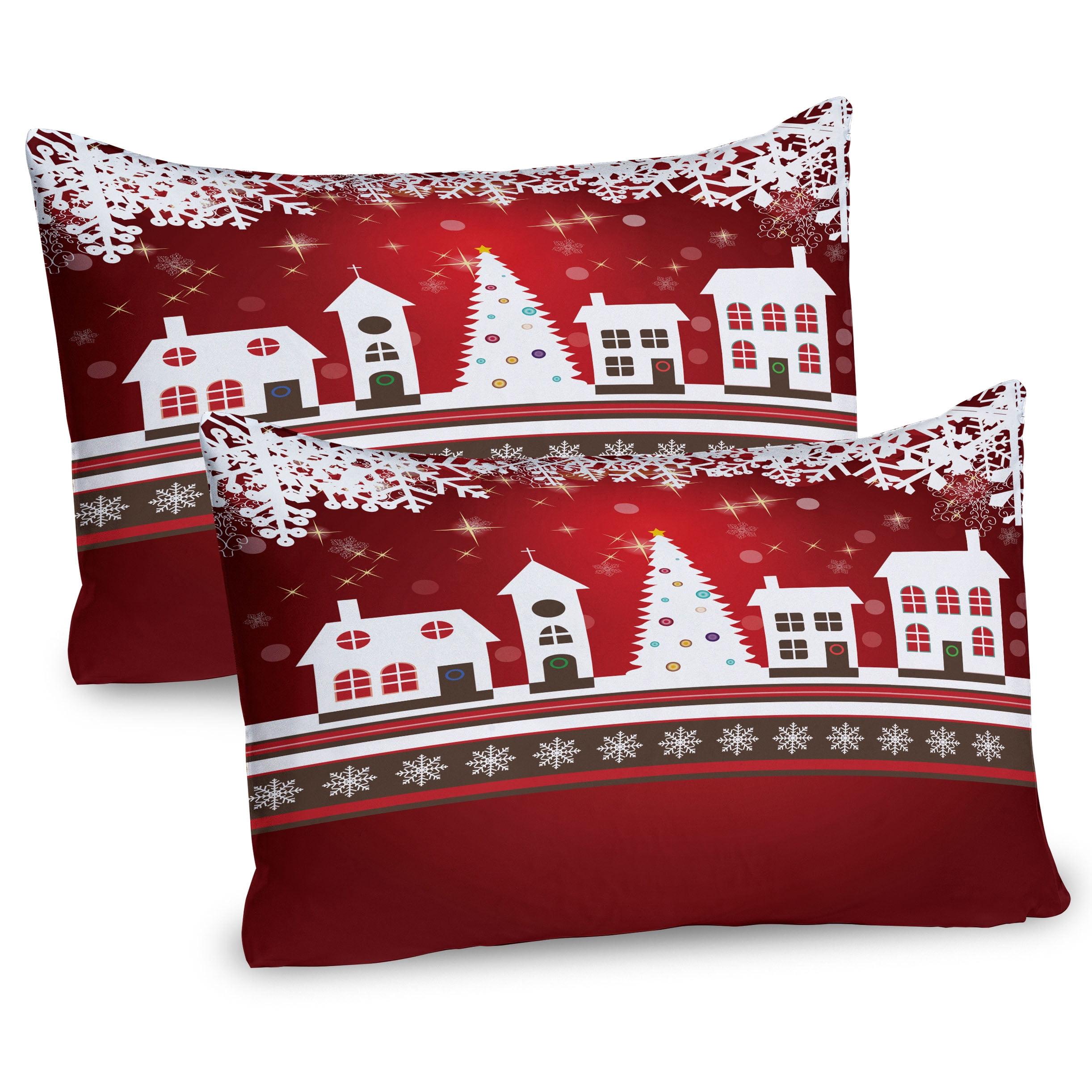 Christmas Red and White Microfiber Pillow Sham Set