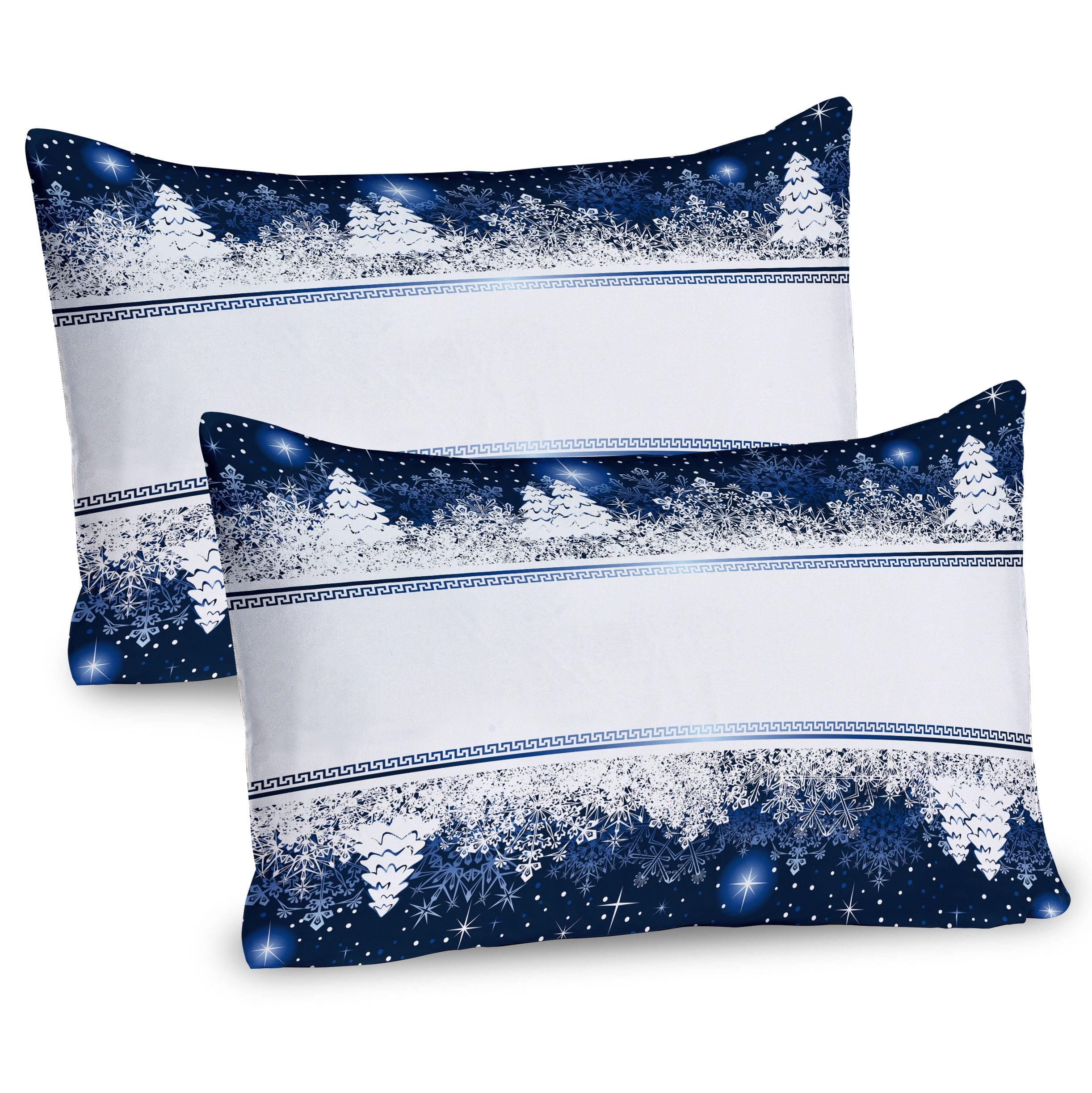 Dark Blue and White Christmas Microfiber Pillow Shams 2-Pack