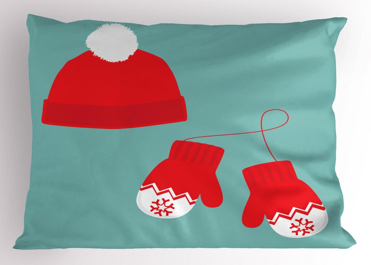 Vermilion and Seafoam Microfiber Christmas Pillow Sham Set