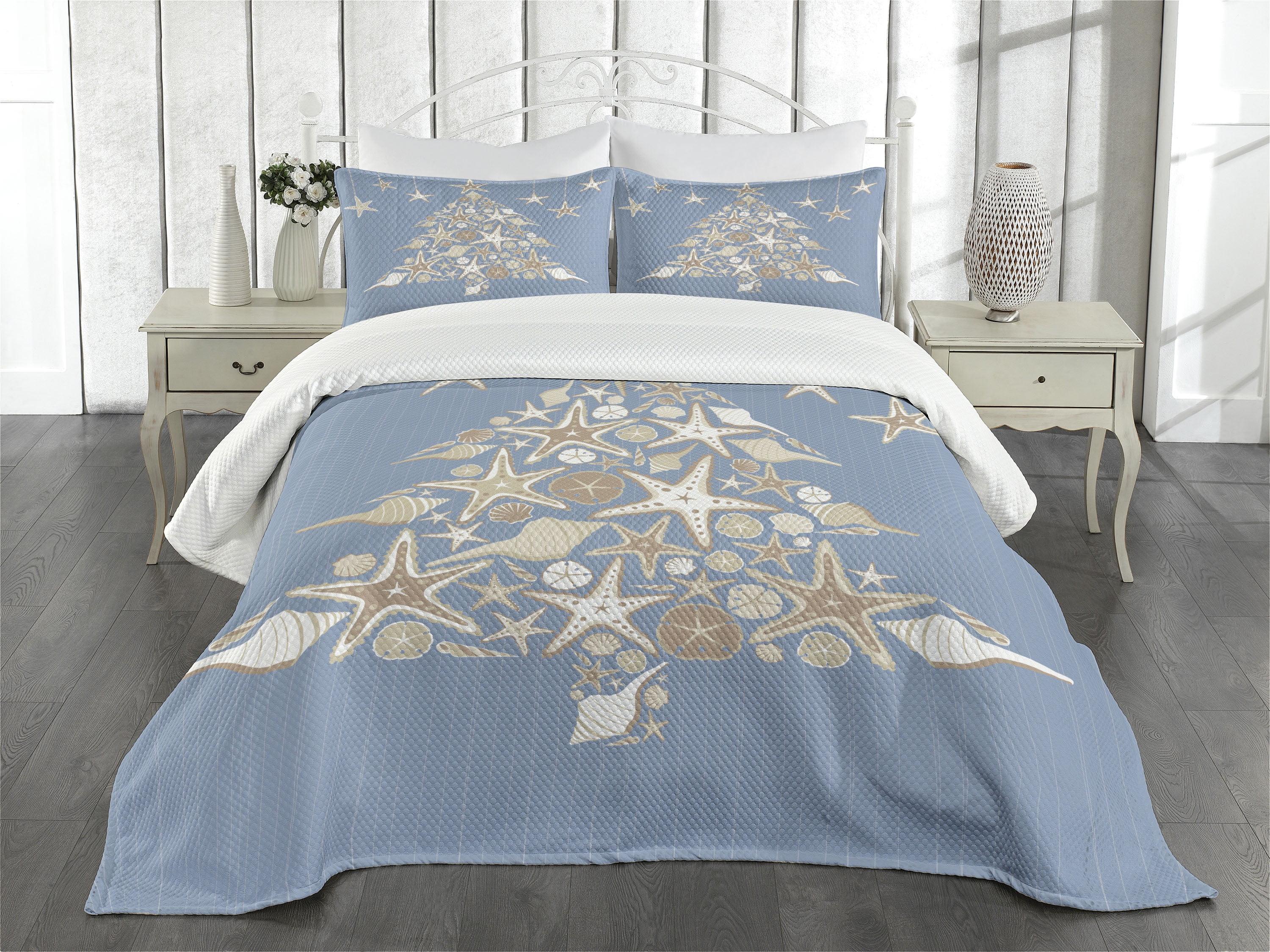 Ambesonne Christmas Bedspread Sea Life Theme