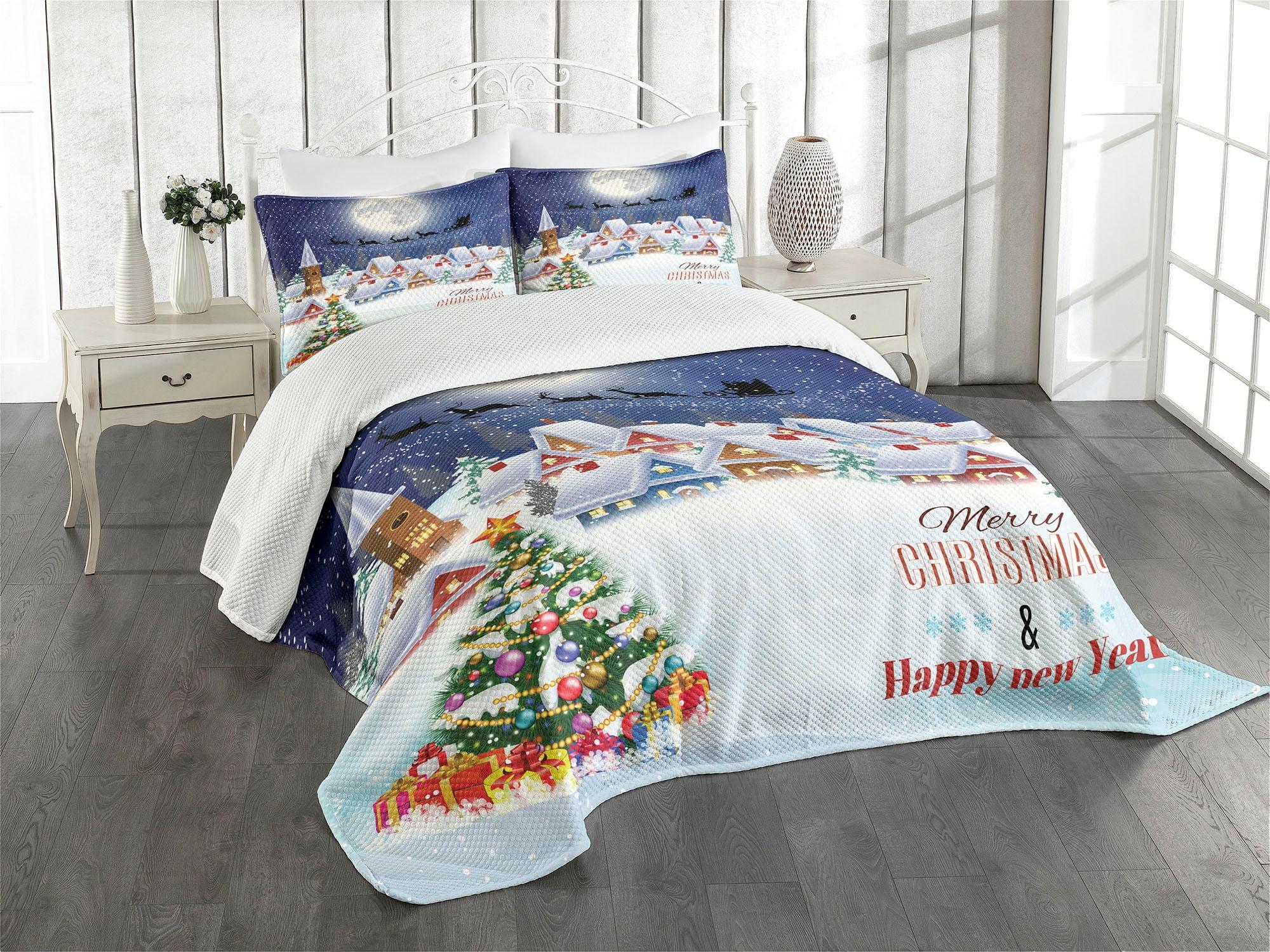 Ambesonne Christmas Bedspread Winter Sky Moon