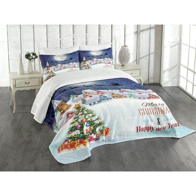 Ambesonne Ambesonne Christmas Bedspread Winter Sky Moon