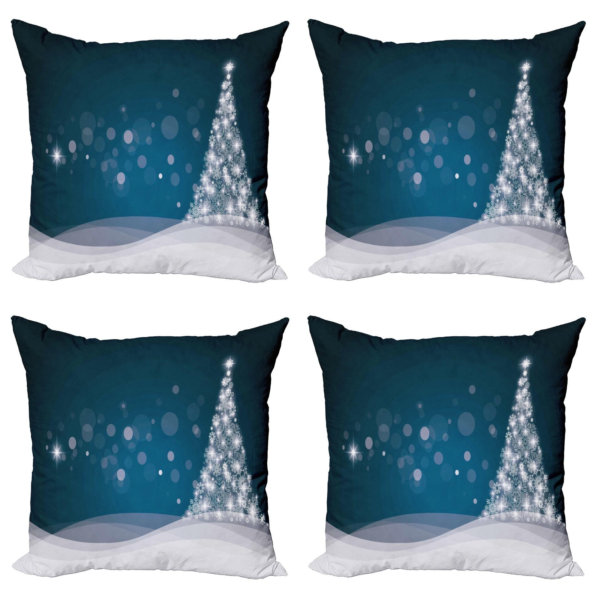 Dark Blue and White Christmas Tree Polyester Pillow Sham