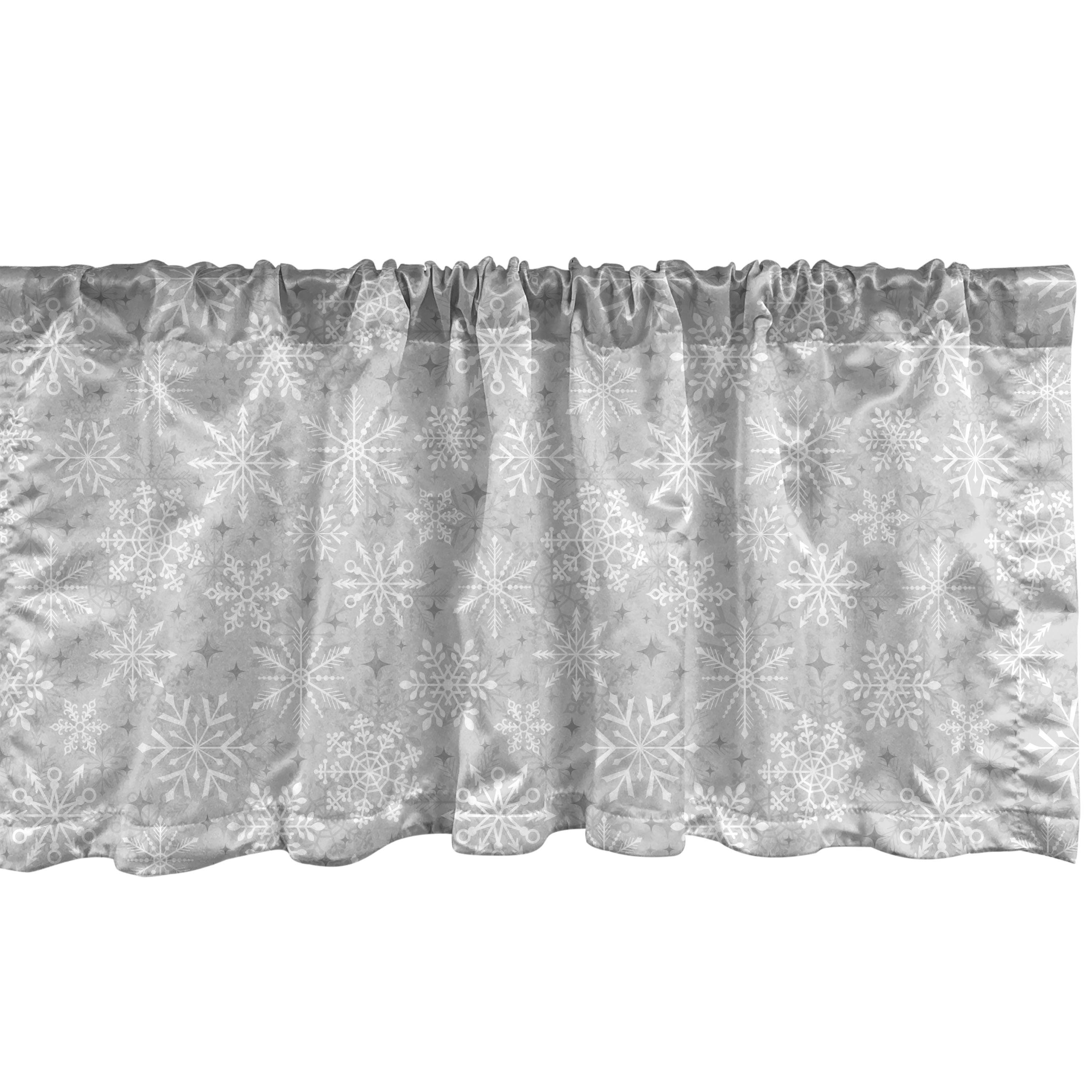 Snowflake Pattern Gray and White Satin Window Valance