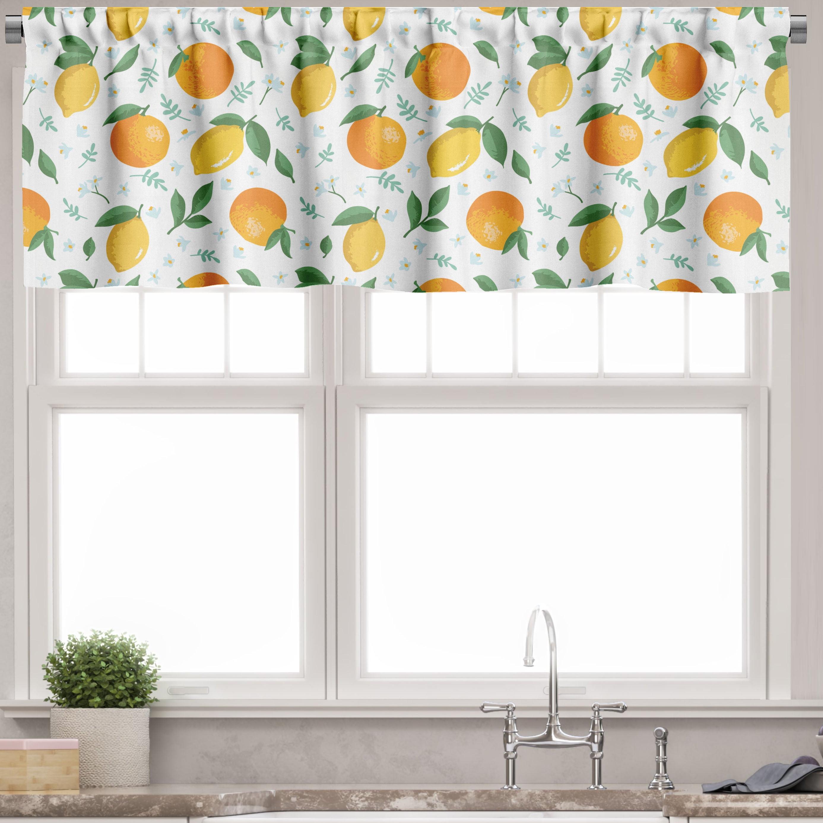 Marigold Mustard Citrus Print Satin Valance Set