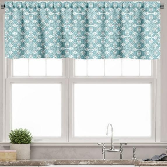 Ambesonne Ambesonne Classic Valance Pack of 2 Greek Inspired Floral Art  Pale Slate Blue White