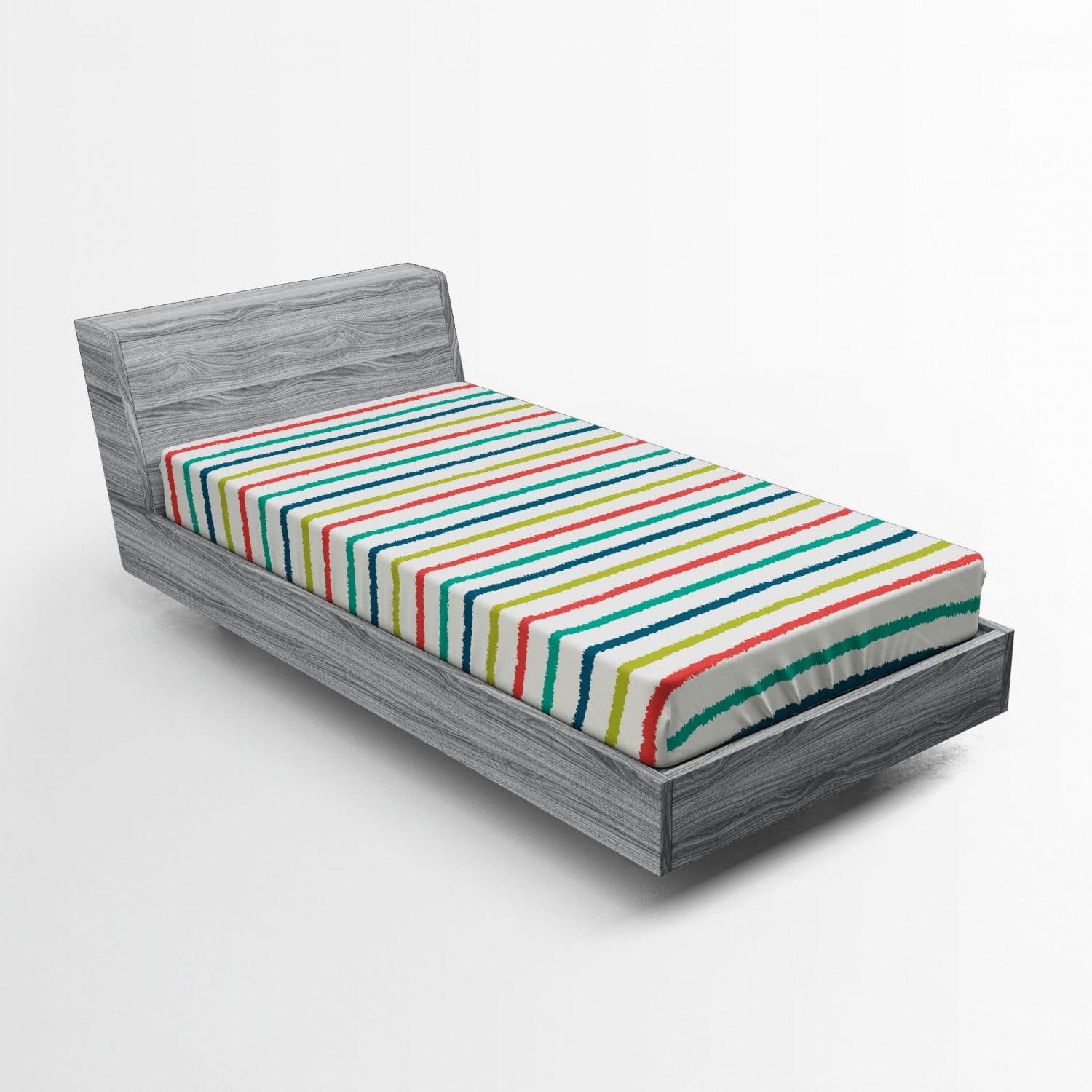 Ambesonne Microfiber Striped Fitted Sheet
