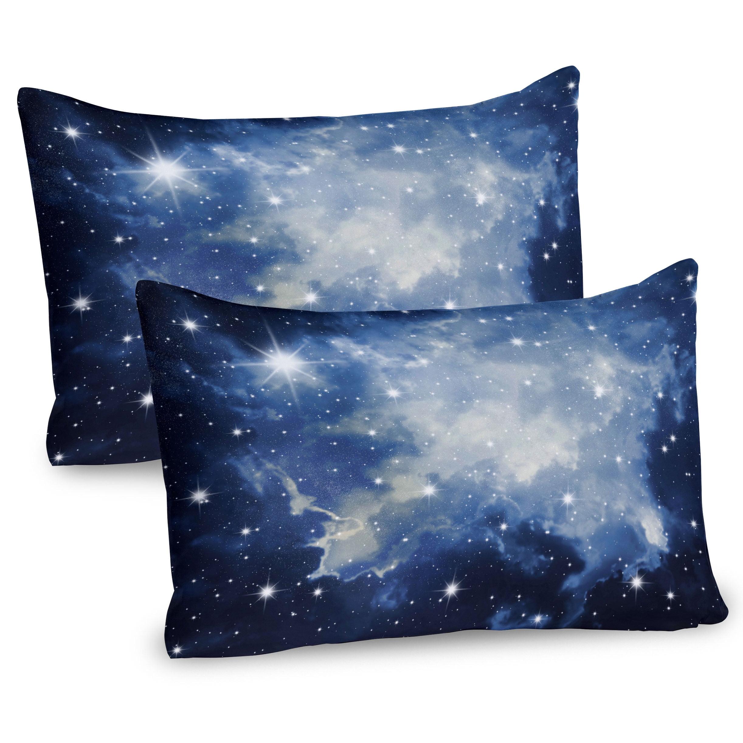 Pale Blue Dark Blue Constellation Microfiber Pillow Sham Set