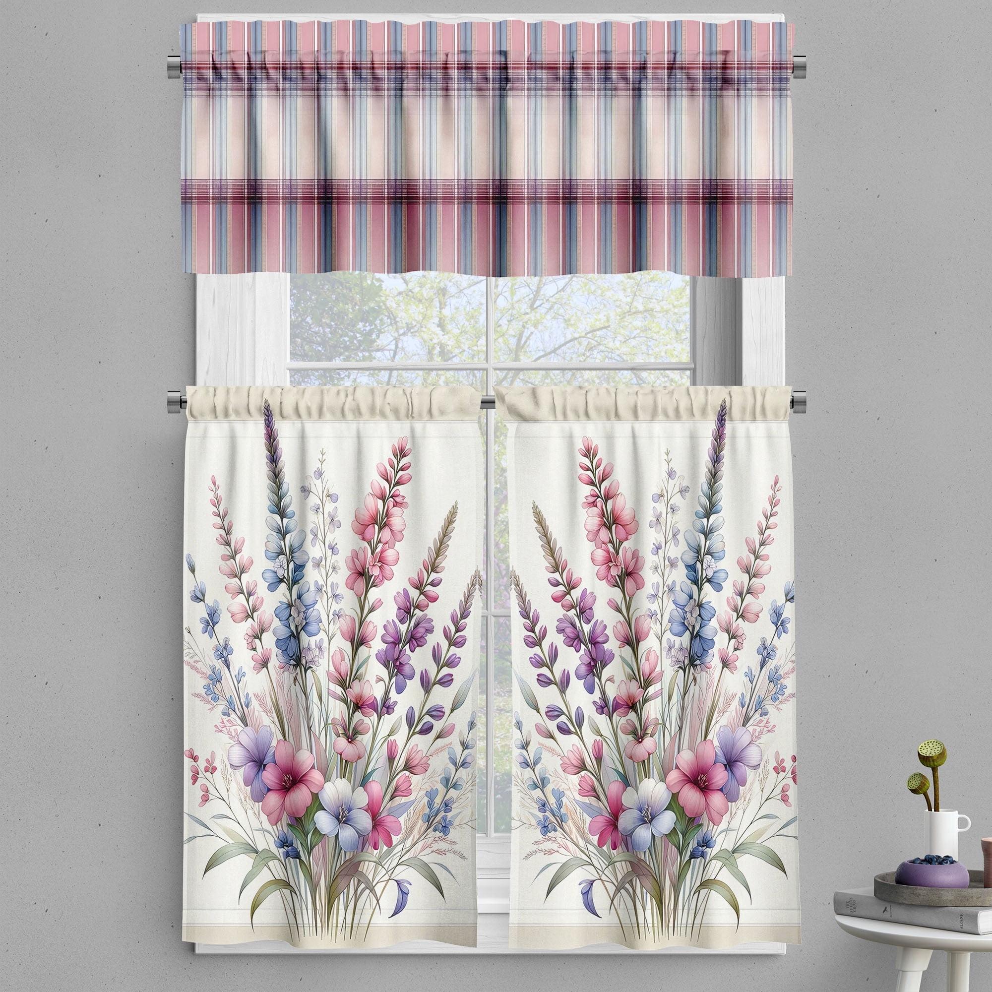 Ambesonne Floral Tailored 55'' W Kitchen Curtain