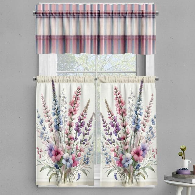 Ambesonne Floral Tailored 55'' W Kitchen Curtain