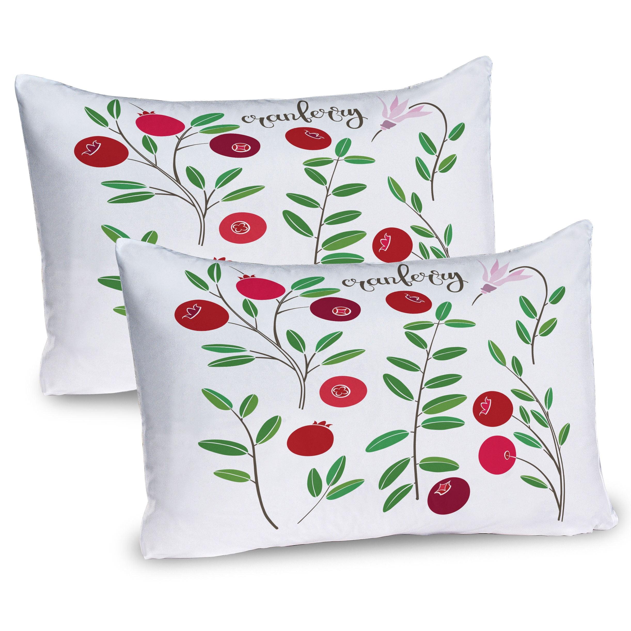 Ambesonne Cranberry Pillow Sham 2 Pack Meadow Branches Flourish Jade Green Ruby Maroon