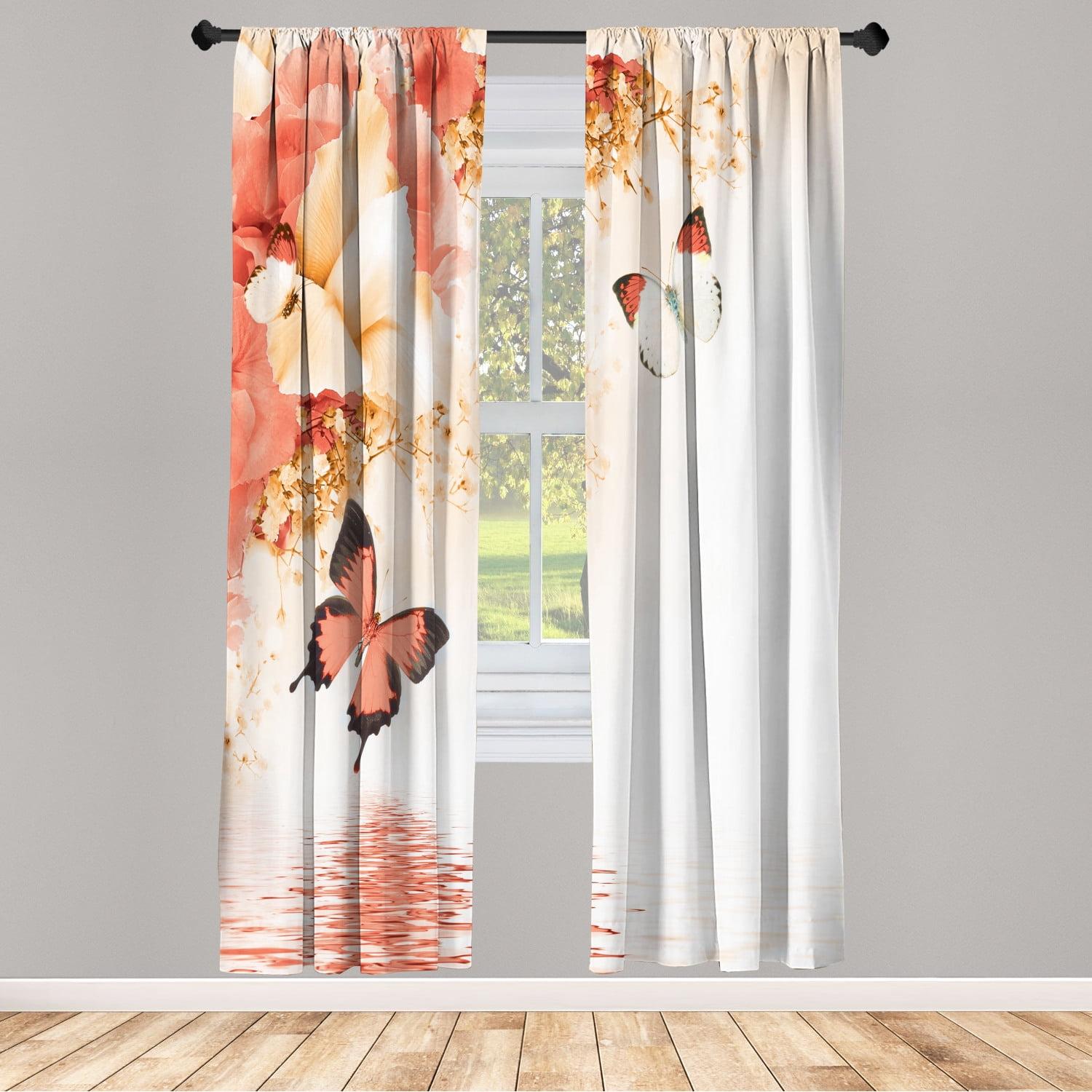 Microfiber Floral Semi-Sheer Rod Pocket Curtain Panels (Set of 2)