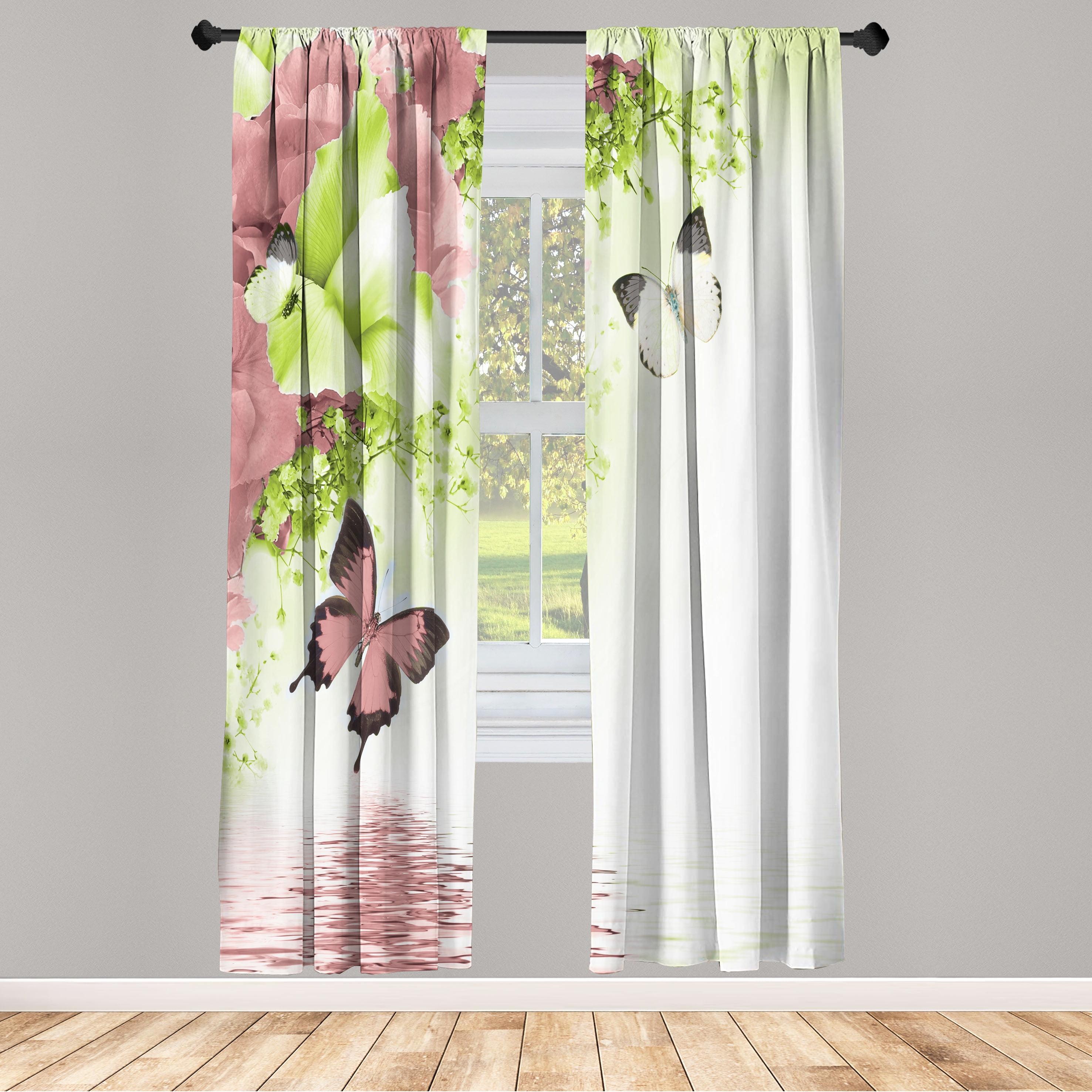 Microfiber Floral Semi-Sheer Rod Pocket Curtain Panels (Set of 2)