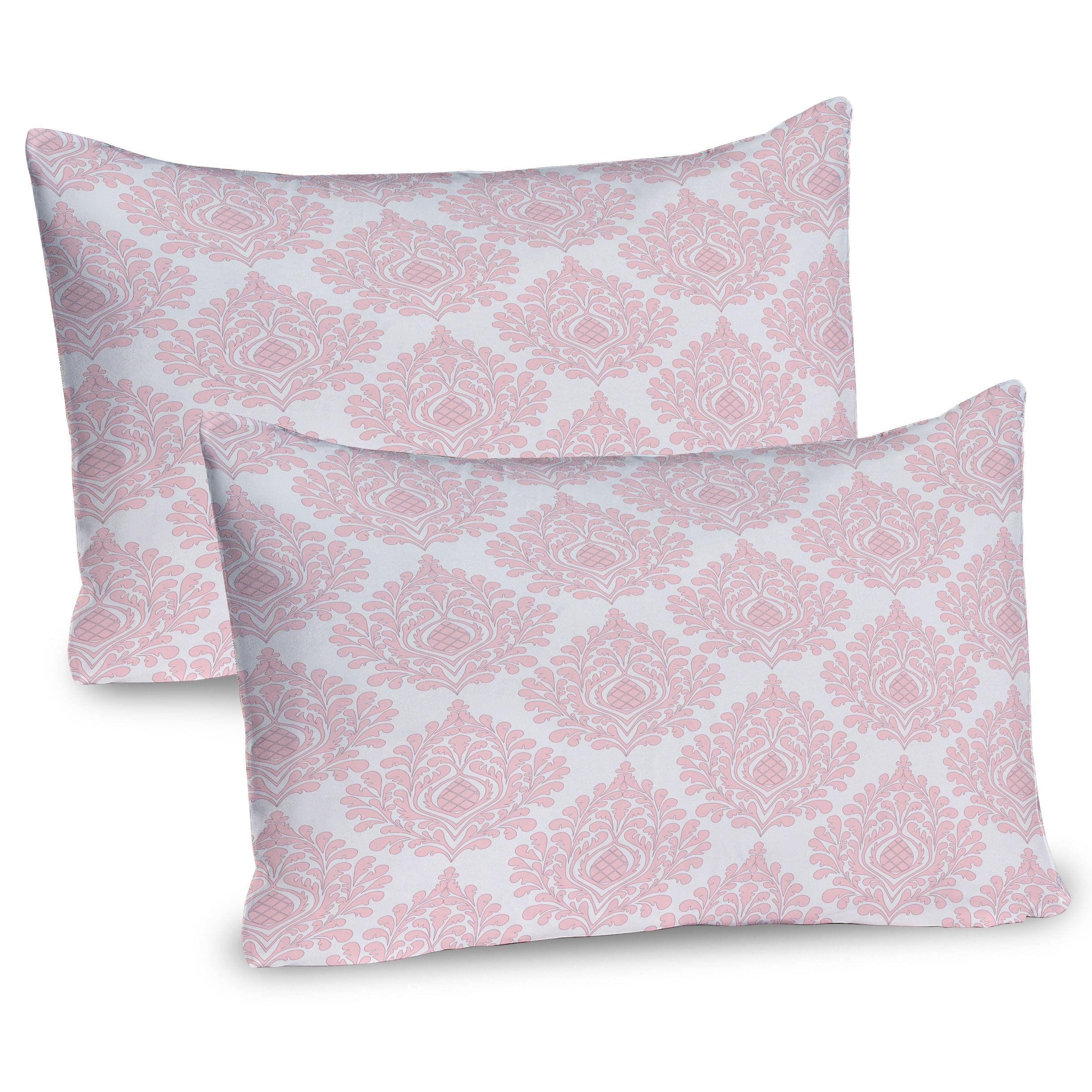 Pink and White Victorian Pattern Microfiber Pillow Sham Set