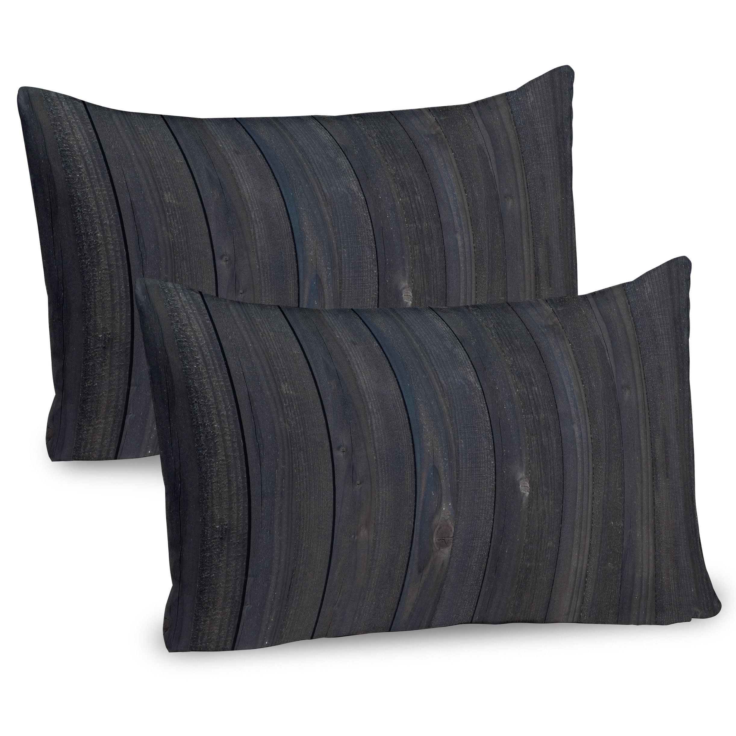 Ambesonne Dark Grey Pillow Sham 2 Pack Wood Fence Rustic 30"x20" Dark Grey Blue