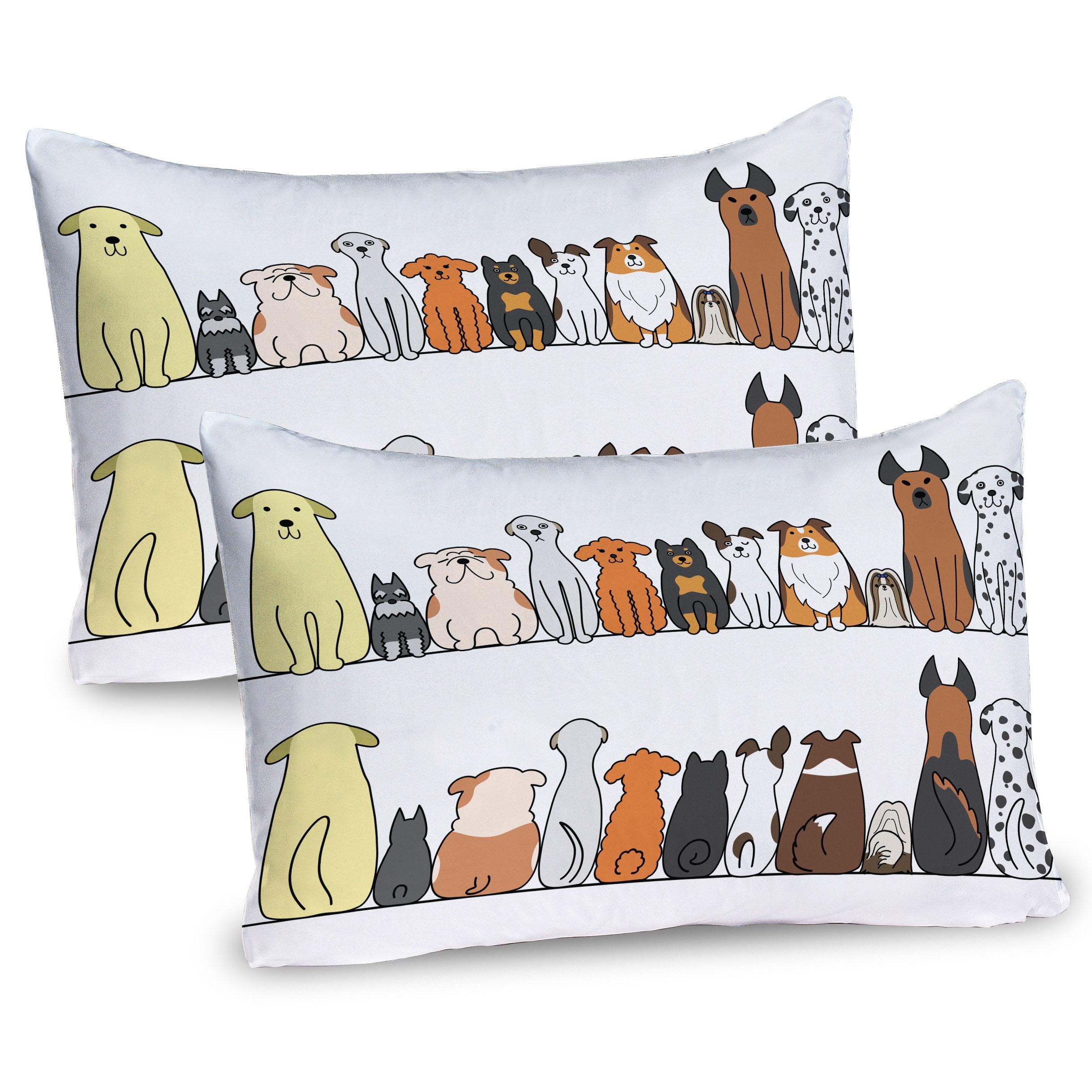 Ambesonne Ambesonne Dog Pillow Sham 2 Pack Dog Family in a Row Yellow Brown