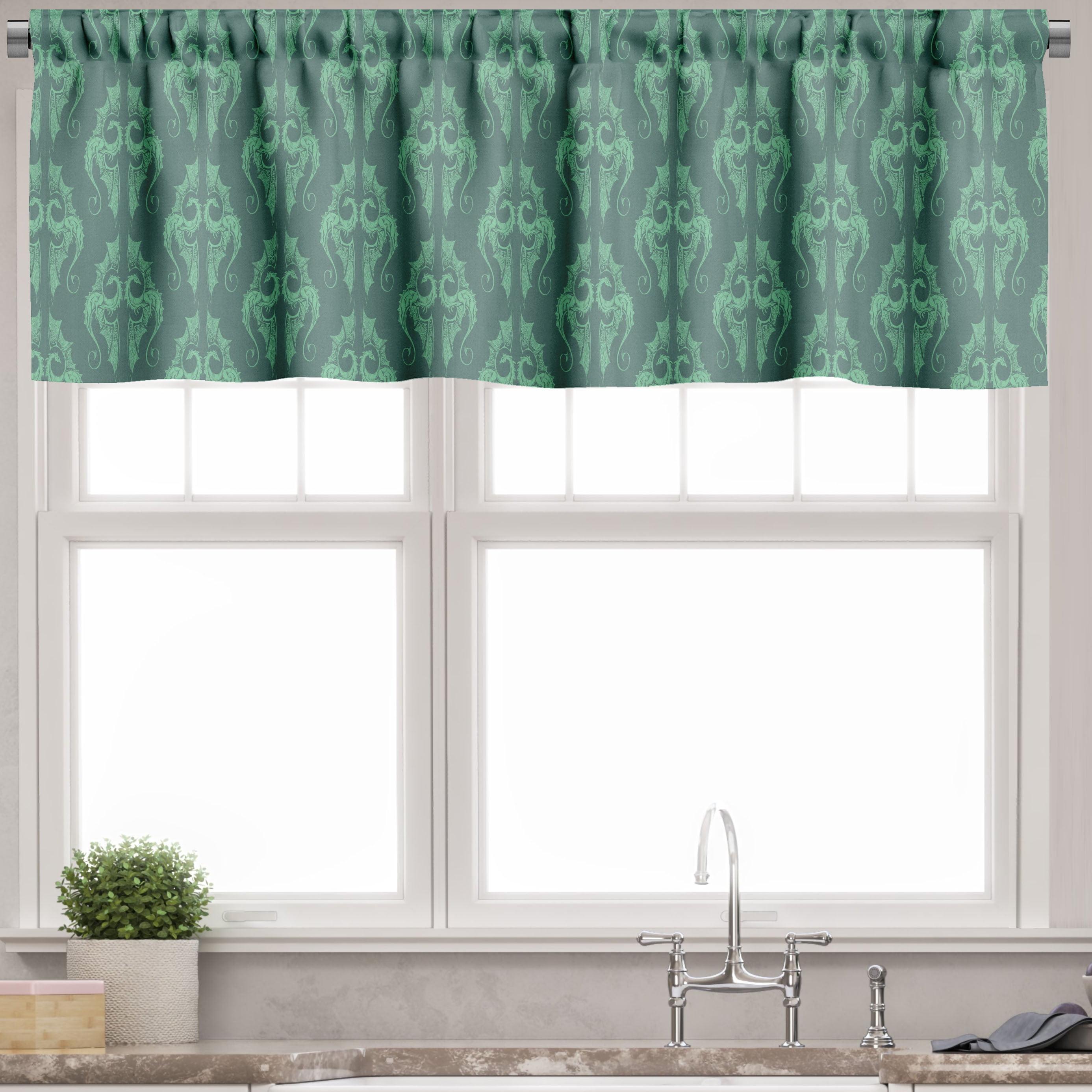 Teal and Grey Satin Polyester Dragon Valance Set