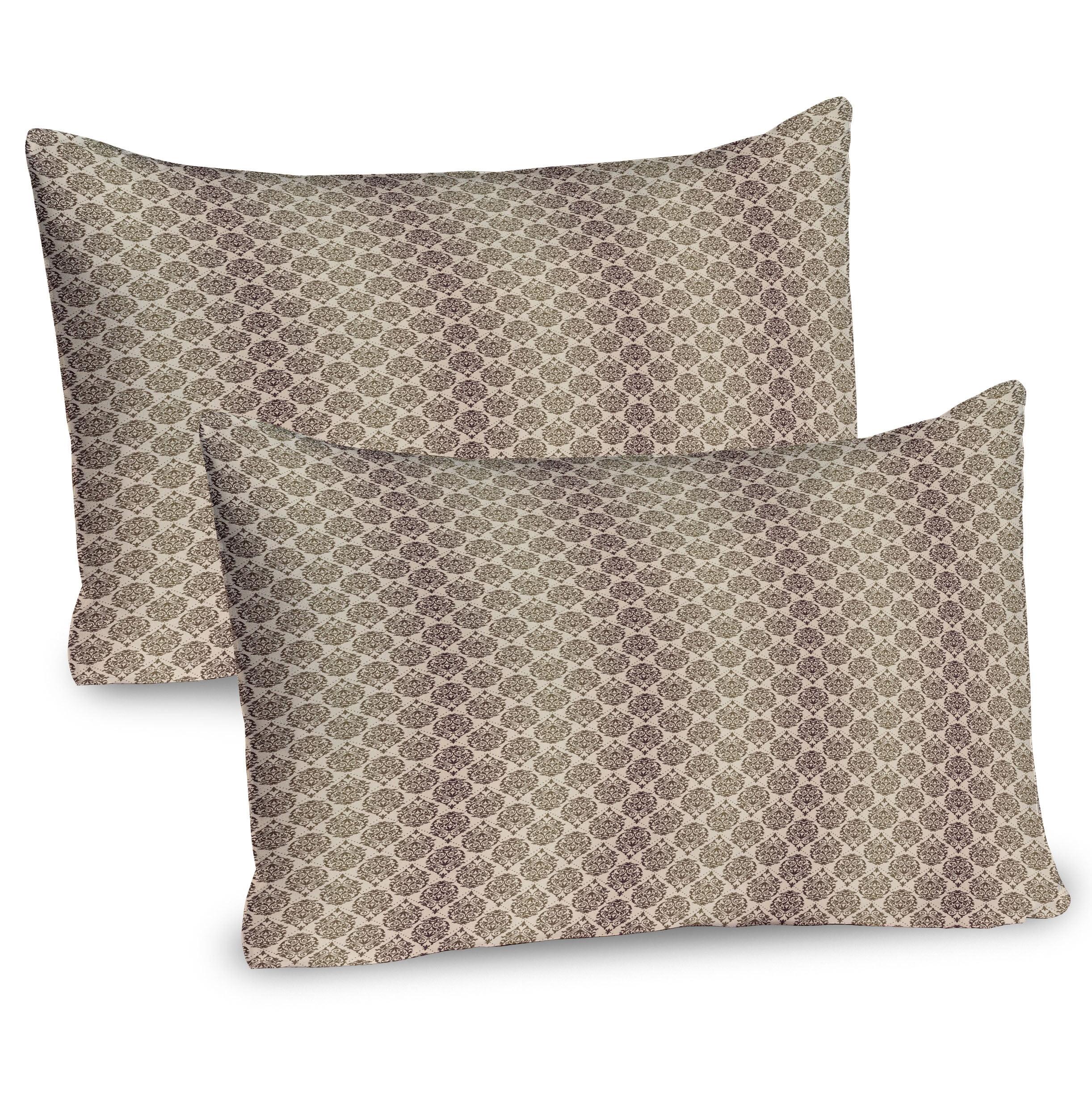 Ambesonne Earth Tones Pillow Sham 2 Pack Baroque Damask Sepia Brown Beige